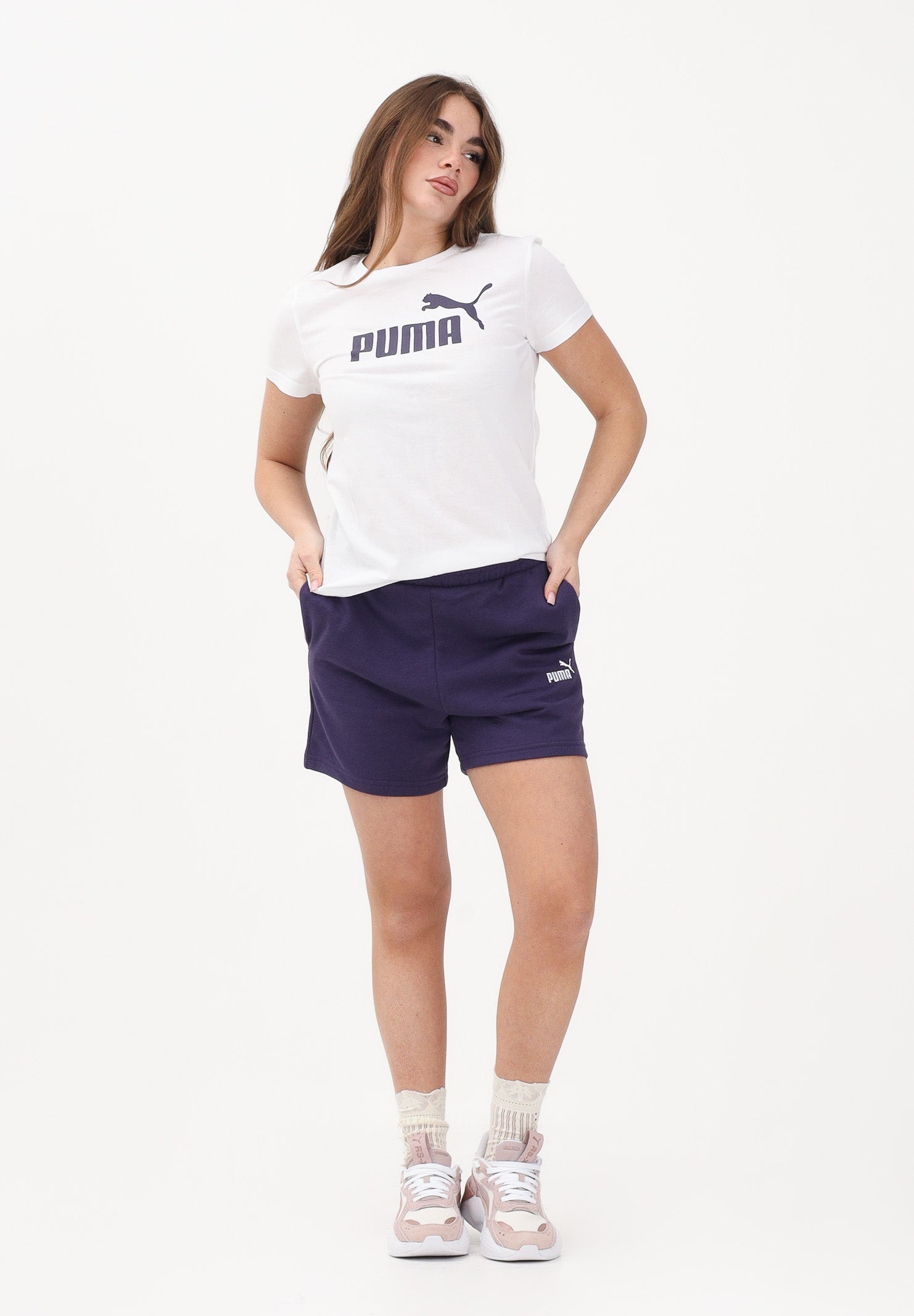 PUMA Shorts sportivo ESS Small No. 1 Logo 5'' High-Waist viola da donna 682441 64 PUMA 