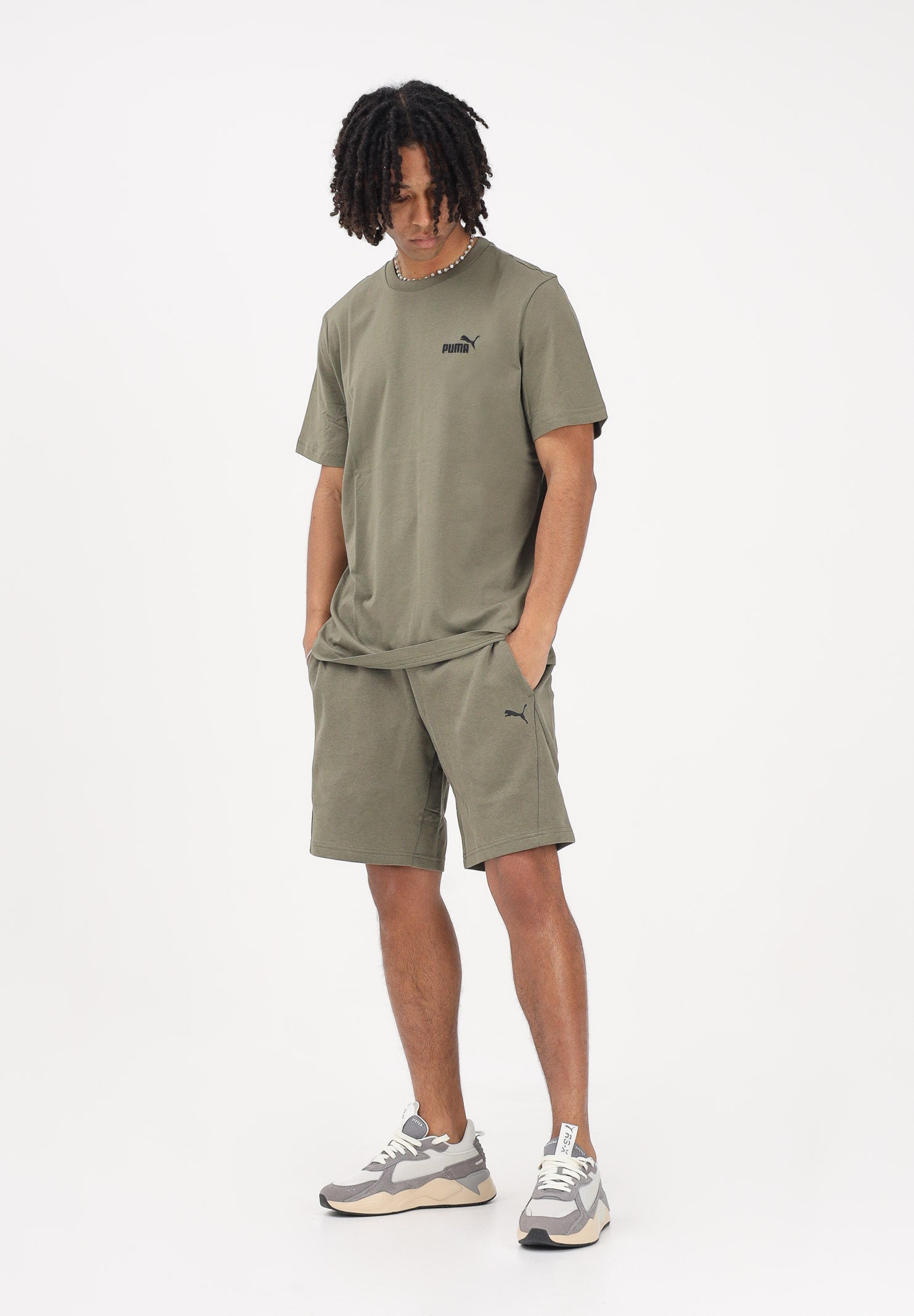PUMA T-shirt a manica corta Ess Small No. 1 Logo verde militare da uomo 682535 81 PUMA 
