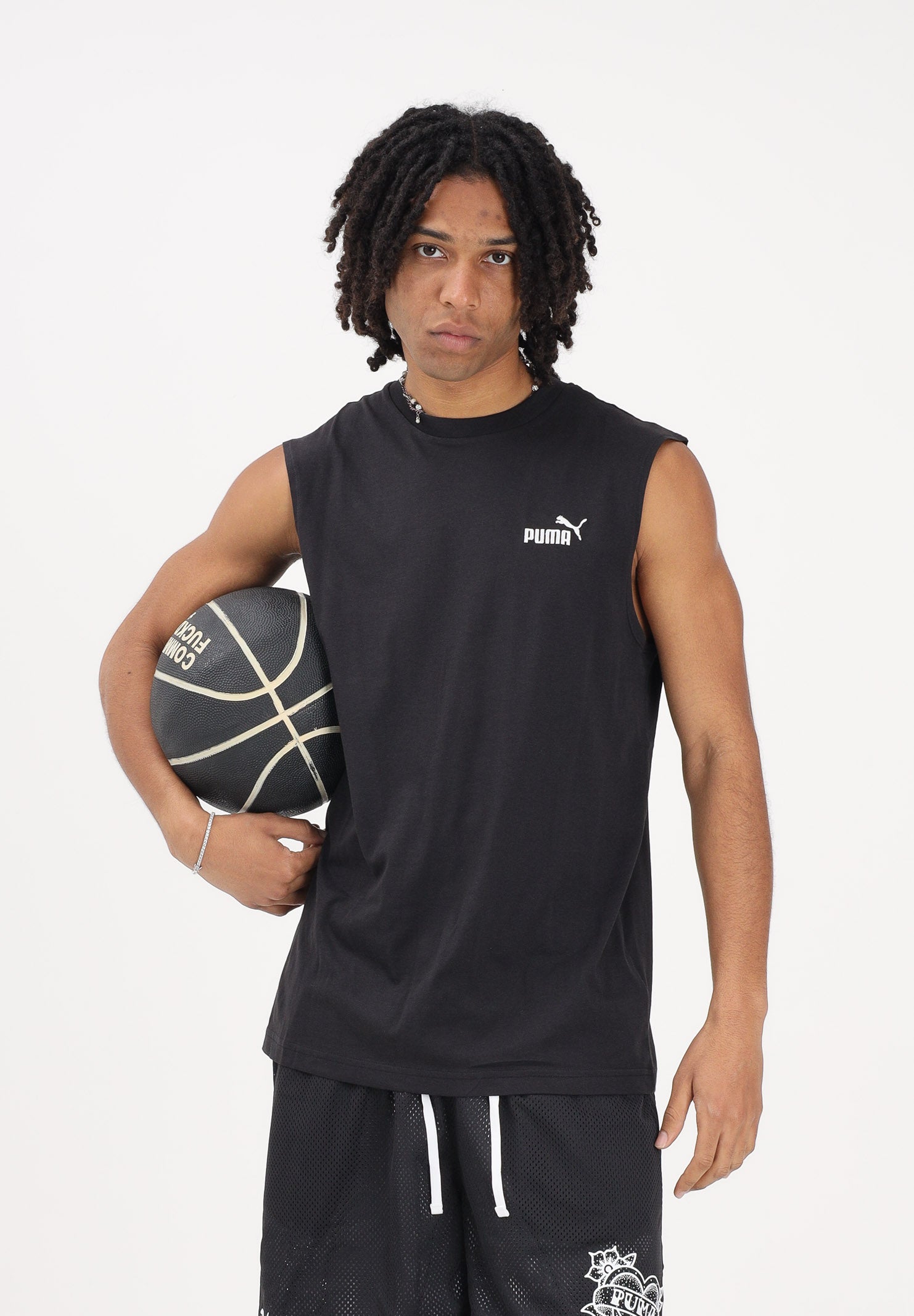 PUMA T-shirt senza maniche Essentials nera da uomo 682626 01 PUMA 