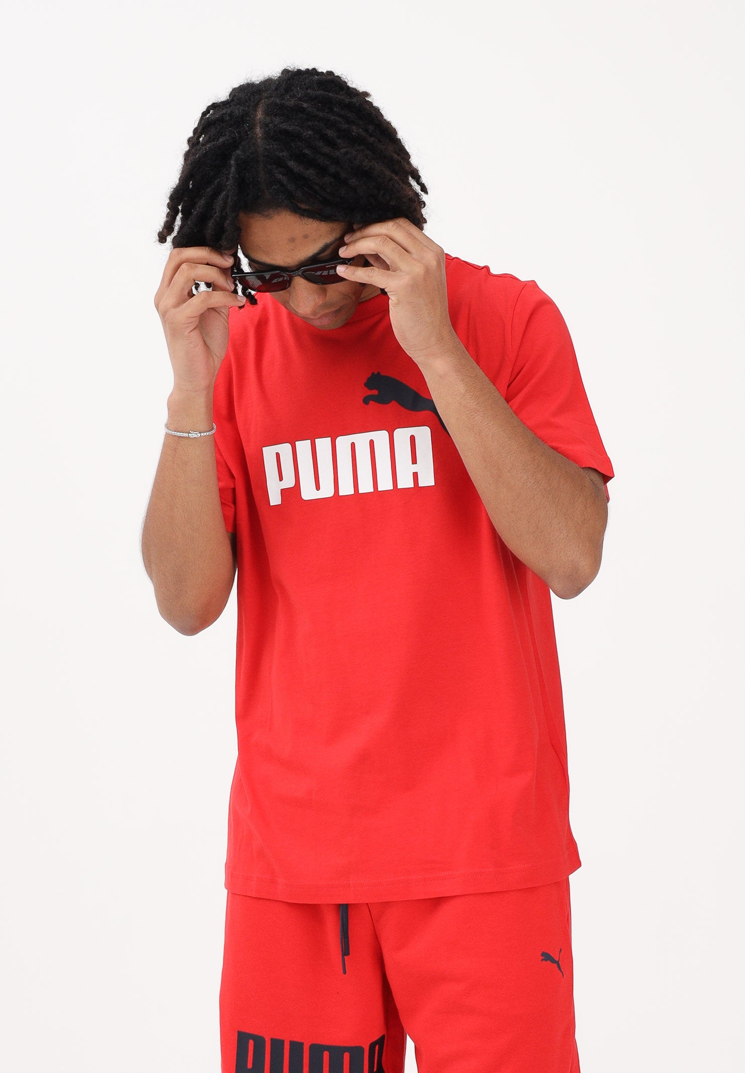 PUMA T-shirt a manica corta Essentials 2 Colour N.1 Logo rossa da uomo 684708 11 PUMA 