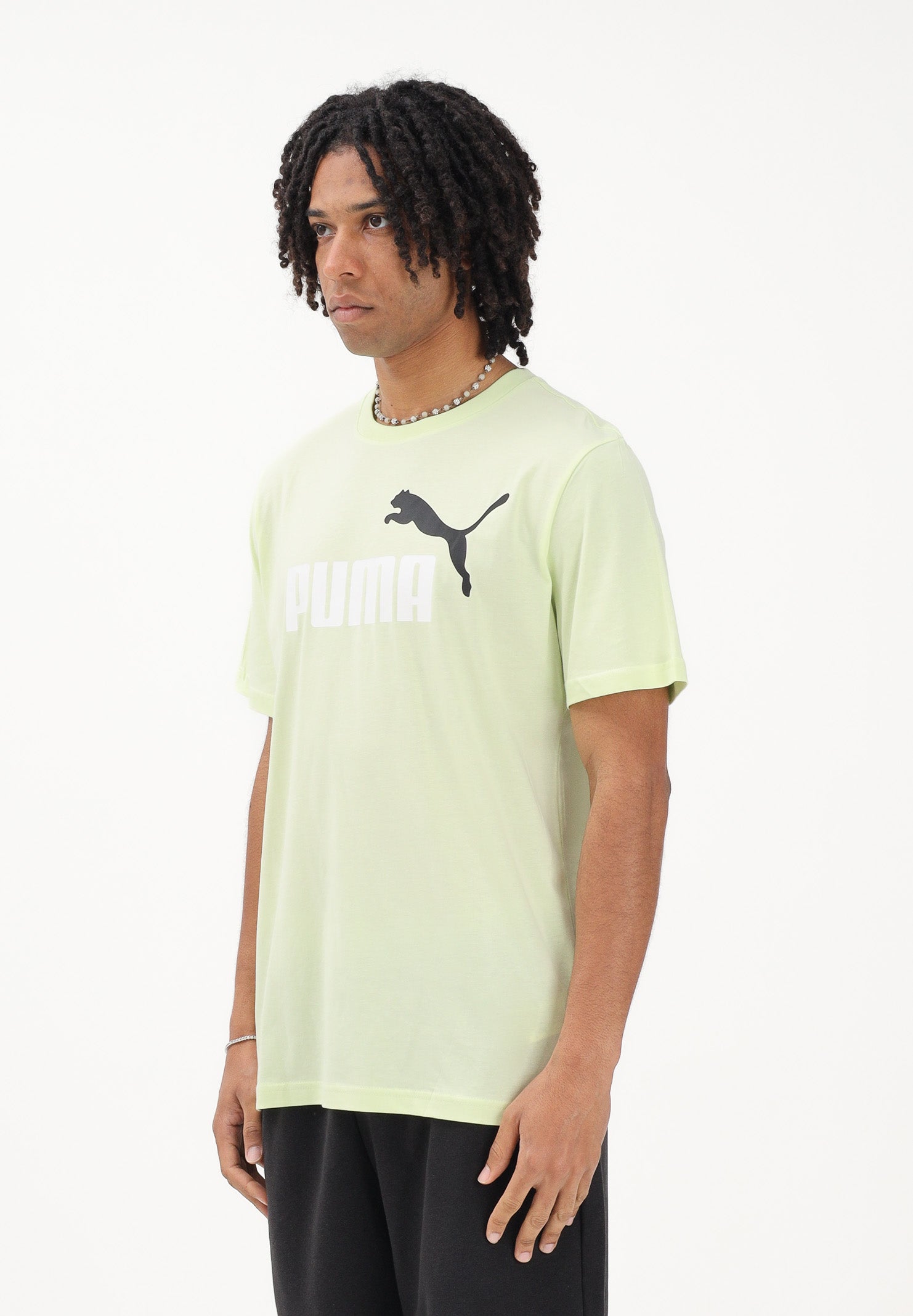 PUMA T-shirt a manica corta Essentials 2 Colour N.1 Logo verde lime da uomo 684708 76 PUMA 