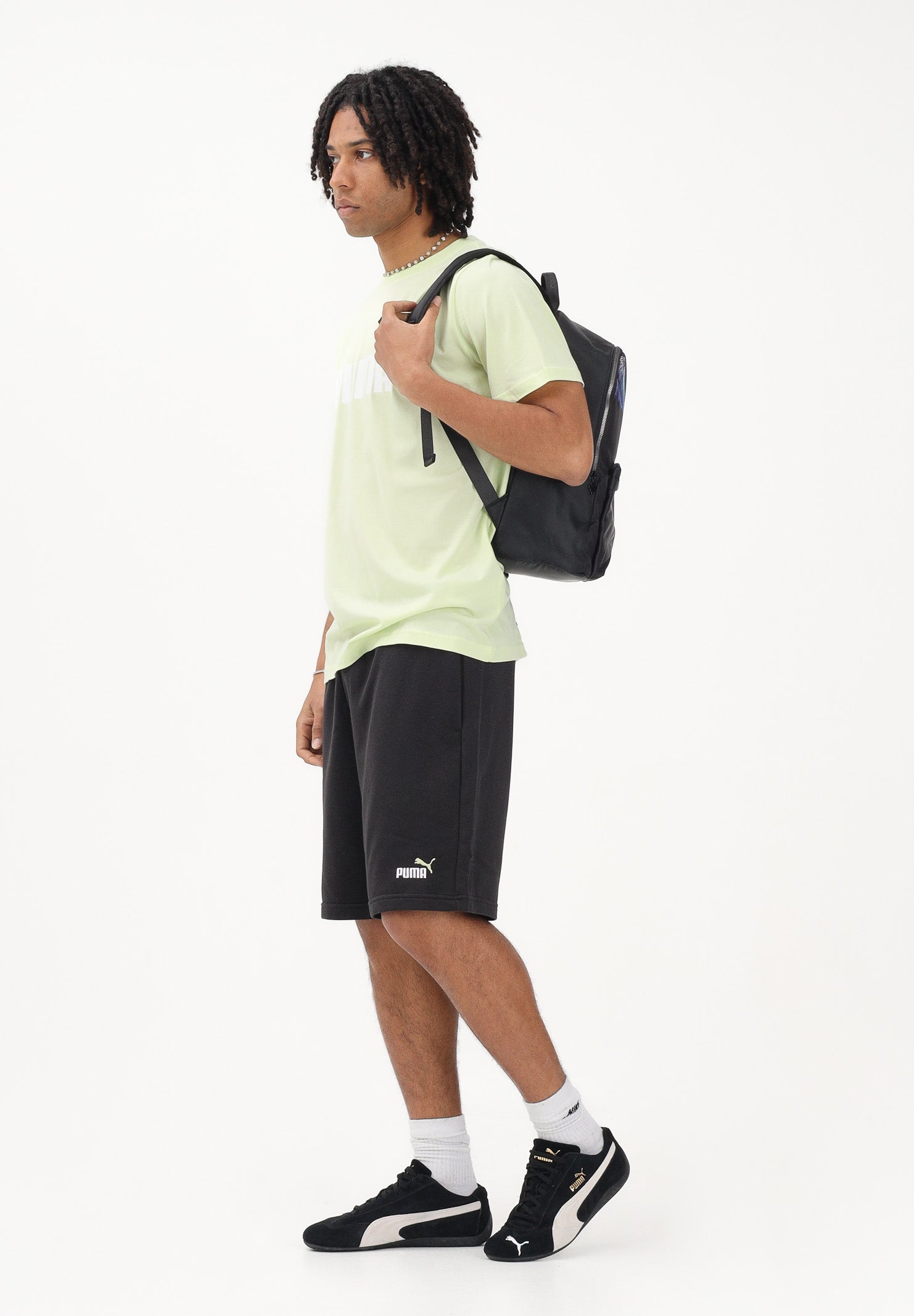 PUMA T-shirt a manica corta Essentials 2 Colour N.1 Logo verde lime da uomo 684708 76 PUMA 