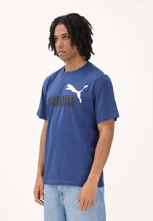 PUMA T-shirt a manica corta Essentials 2 Colour N.1 Logo blu da uomo 684708 79 PUMA 