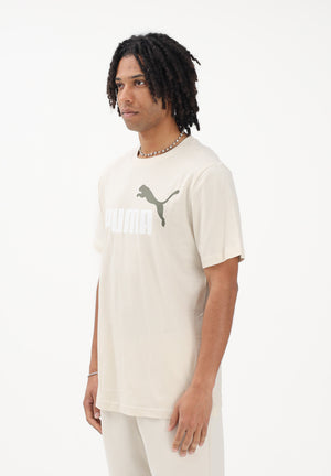 PUMA T-shirt a manica corta Essentials 2 Colour N.1 Logo panna da uomo 684708 86 PUMA 