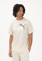 PUMA T-shirt a manica corta Essentials 2 Colour N.1 Logo panna da uomo 684708 86 PUMA 