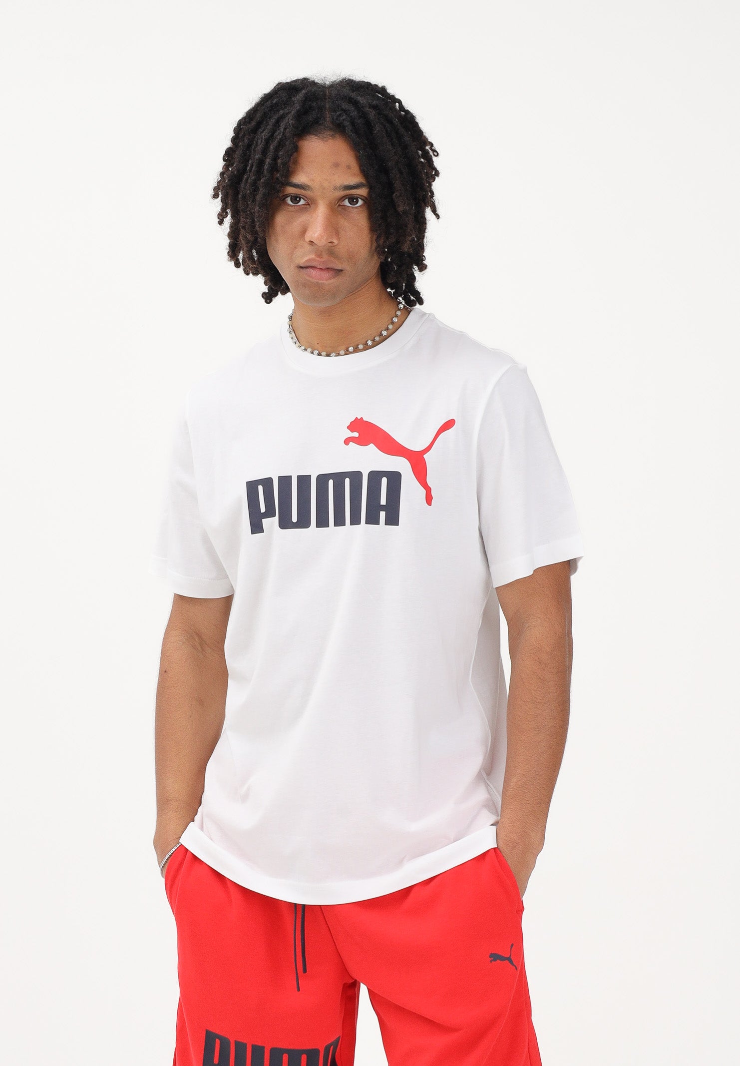 PUMA T-shirt a manica corta Essentials 2 Colour N.1 Logo bianca da uomo 684708 92 PUMA 