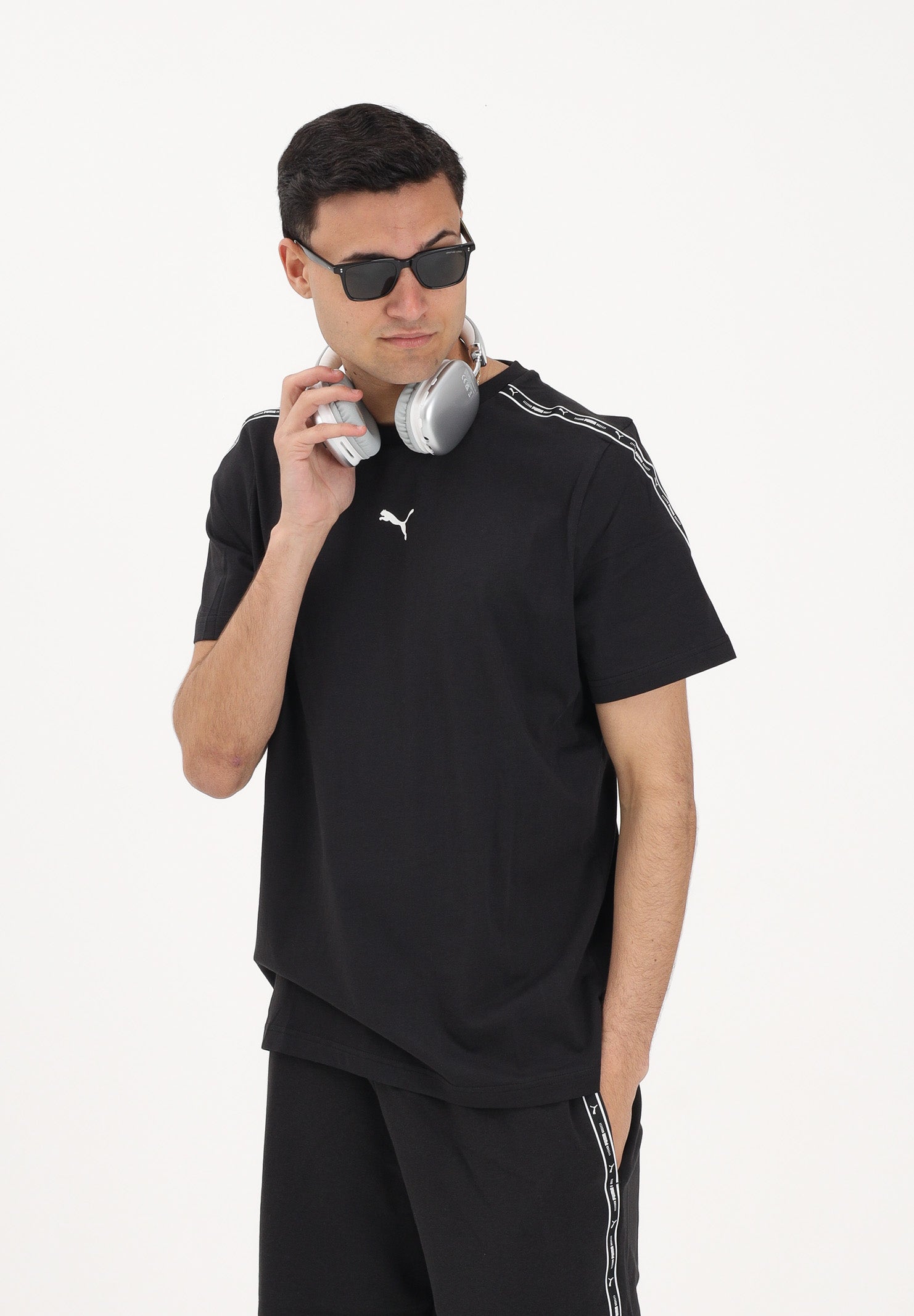 PUMA T-shirt a manica corta Essentials Tape nera da uomo 691693 01 PUMA 