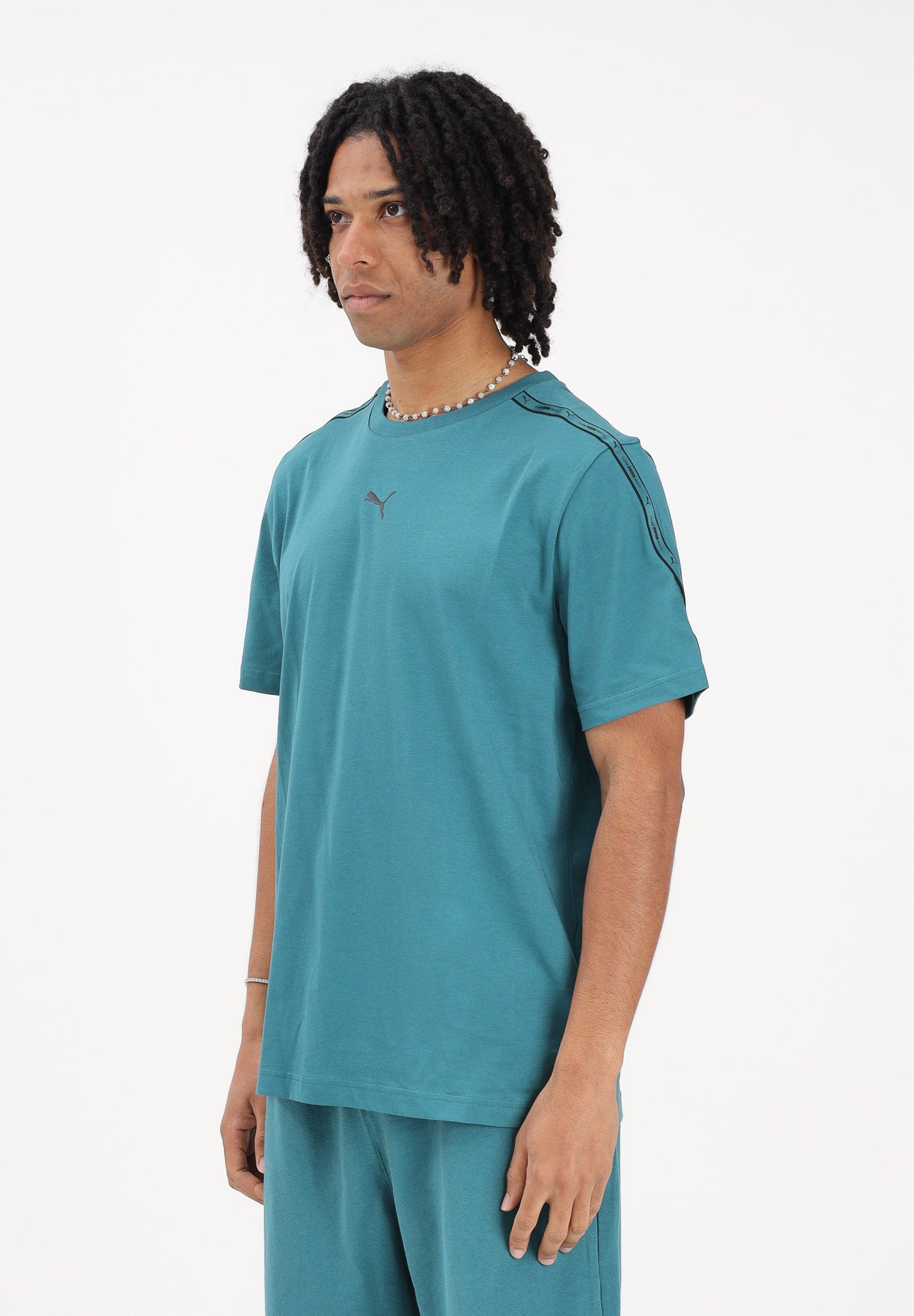 PUMA T-shirt a manica corta Essentials Tape turchese da uomo 691693 41 PUMA 