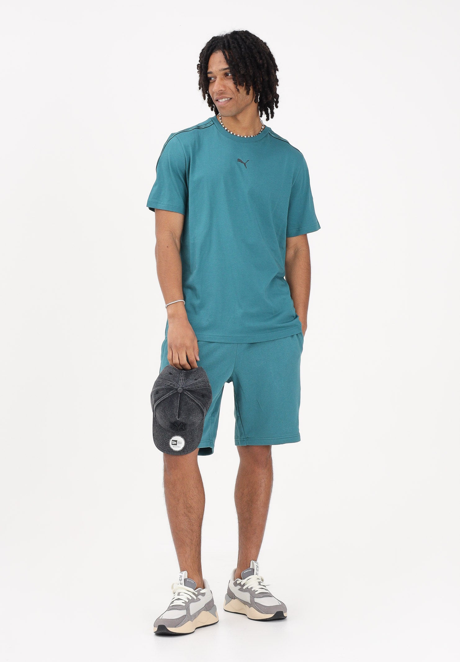 PUMA T-shirt a manica corta Essentials Tape turchese da uomo 691693 41 PUMA 