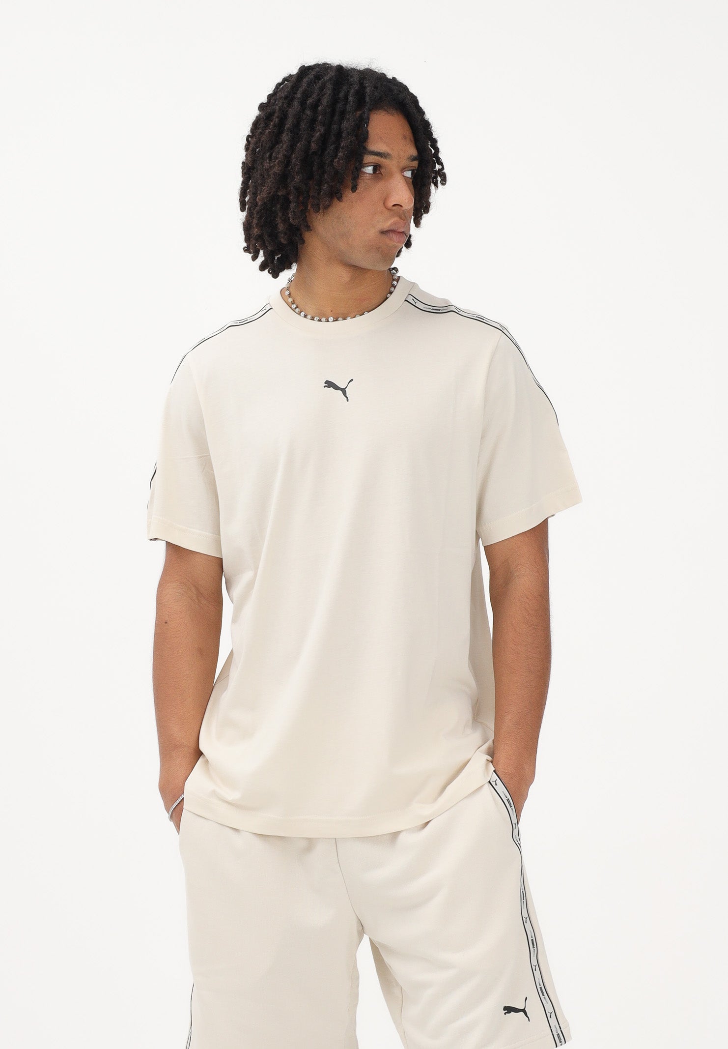 PUMA T-shirt a manica corta Essentials Tape panna da uomo 691693 87 PUMA 