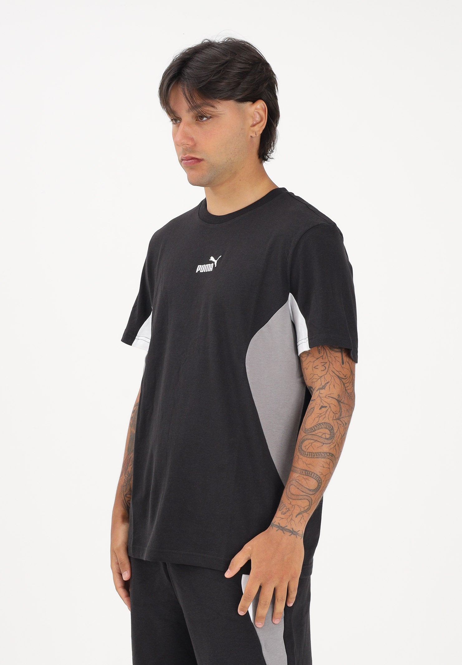 PUMA T-shirt a manica corta Essentials Block nera da uomo 691698 01 PUMA 