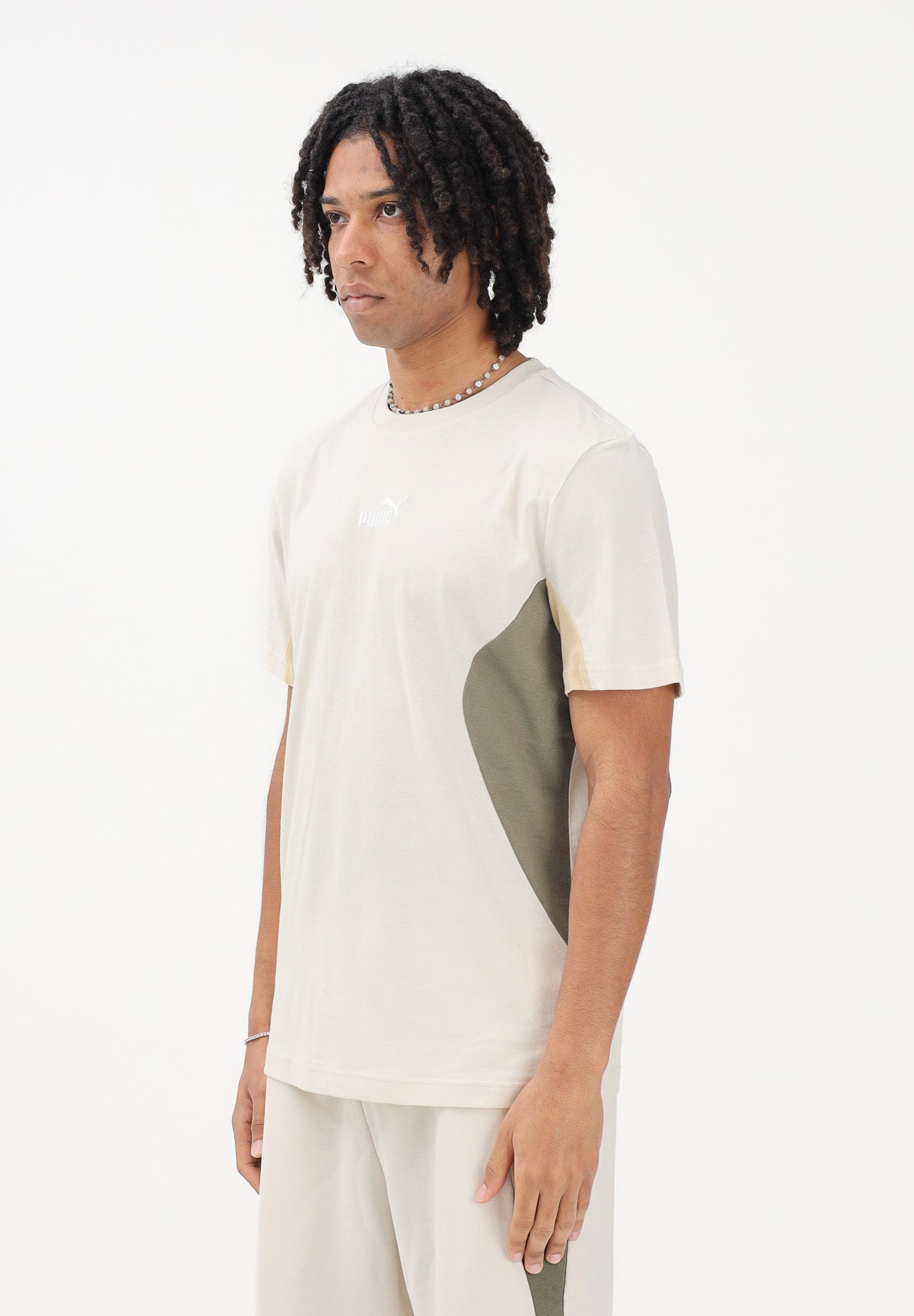 PUMA T-shirt a manica corta Essentials Block panna da uomo 691698 87 PUMA 