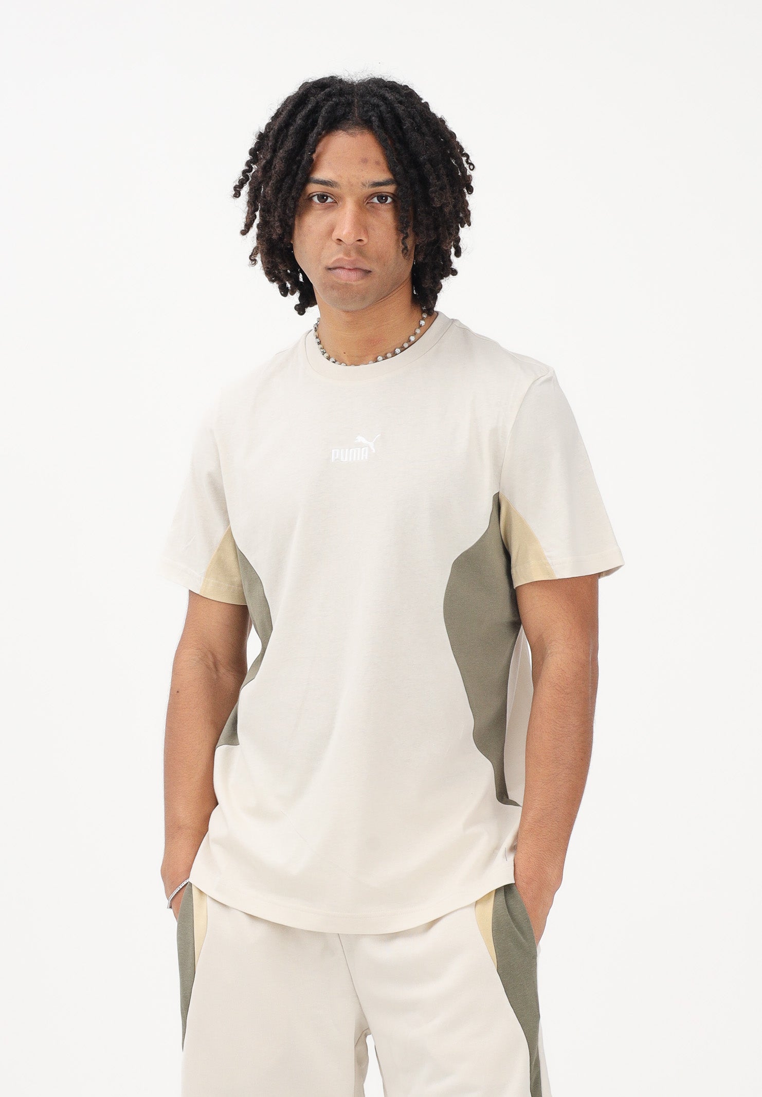 PUMA T-shirt a manica corta Essentials Block panna da uomo 691698 87 PUMA 