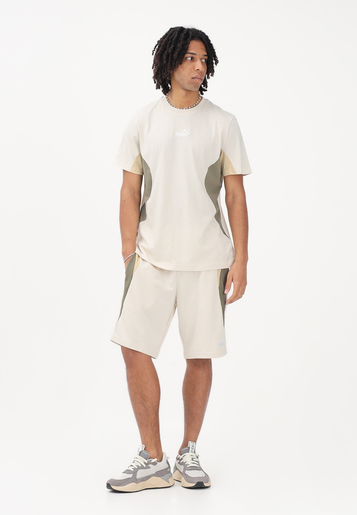 PUMA T-shirt a manica corta Essentials Block panna da uomo 691698 87 PUMA 