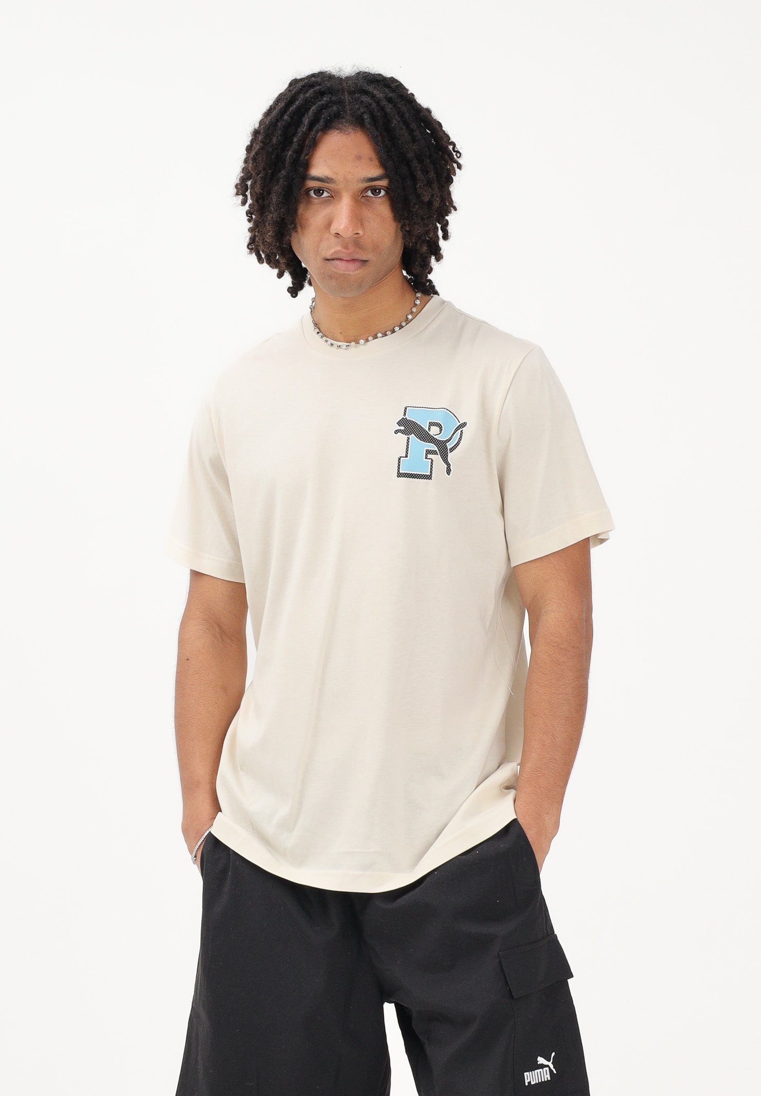 PUMA T-shirt a manica corta Graphic Varsity panna da uomo 691776 87 PUMA 