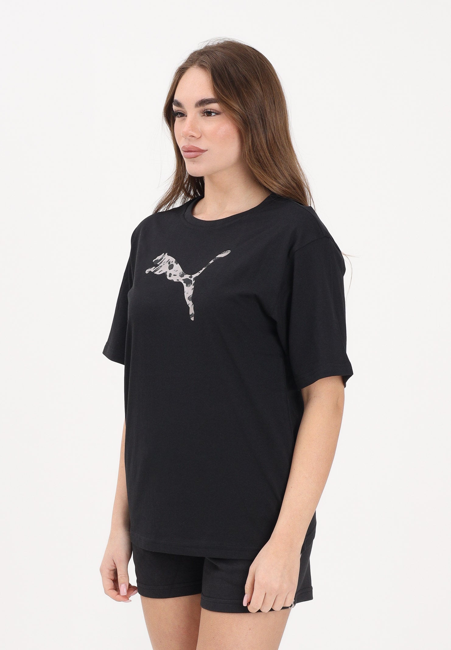 PUMA T-shirt a manica corta Essentials Animal nera da donna 691821 01 PUMA 