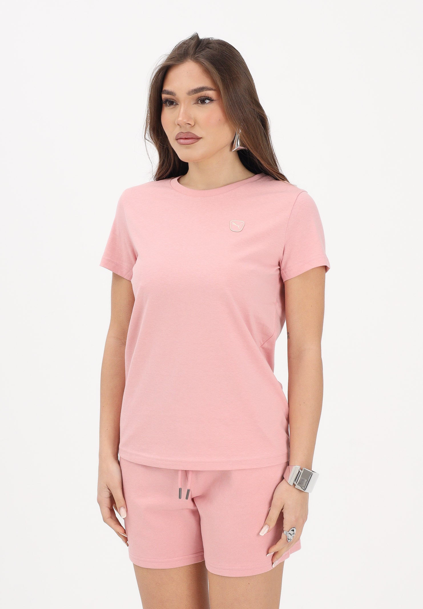 PUMA T-shirt a manica corta Essentials Elevated rosa da donna 691855 26 PUMA 