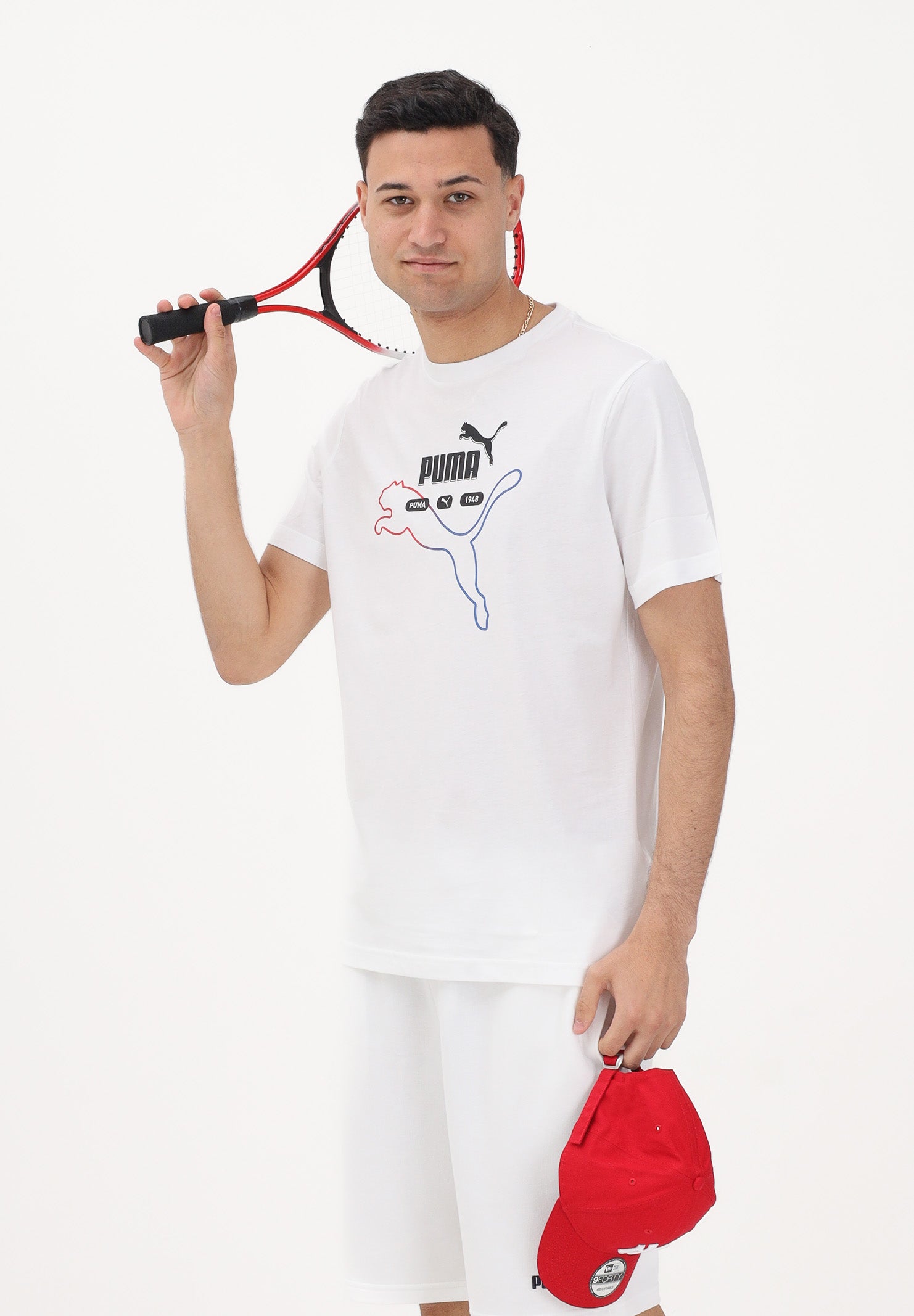 PUMA T-shirt a manica corta Graphic "Heritage Cat" bianca da uomo 692031 02 PUMA 