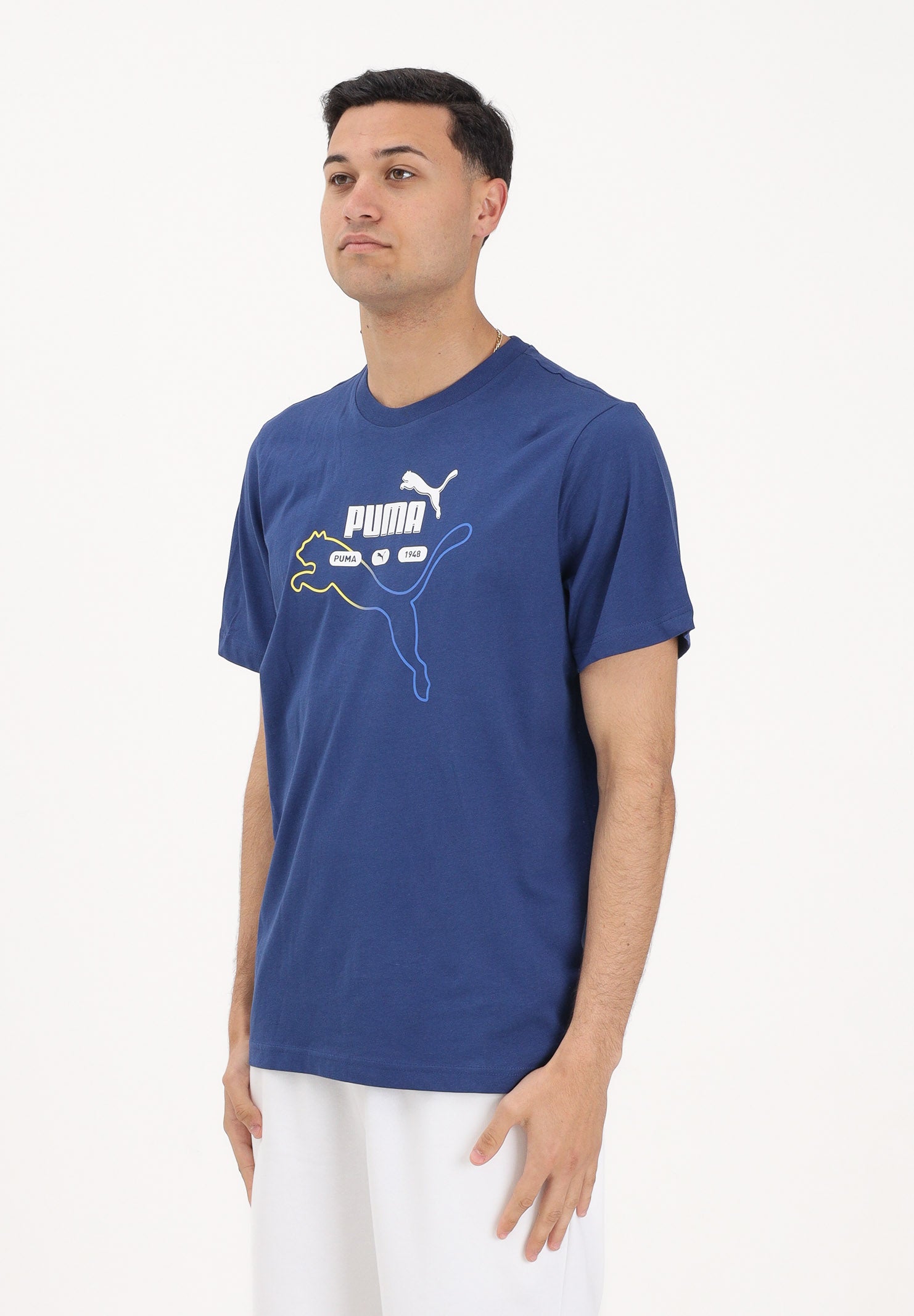 PUMA T-shirt a manica corta Graphic "Heritage Cat" blu da uomo 692031 49 PUMA 