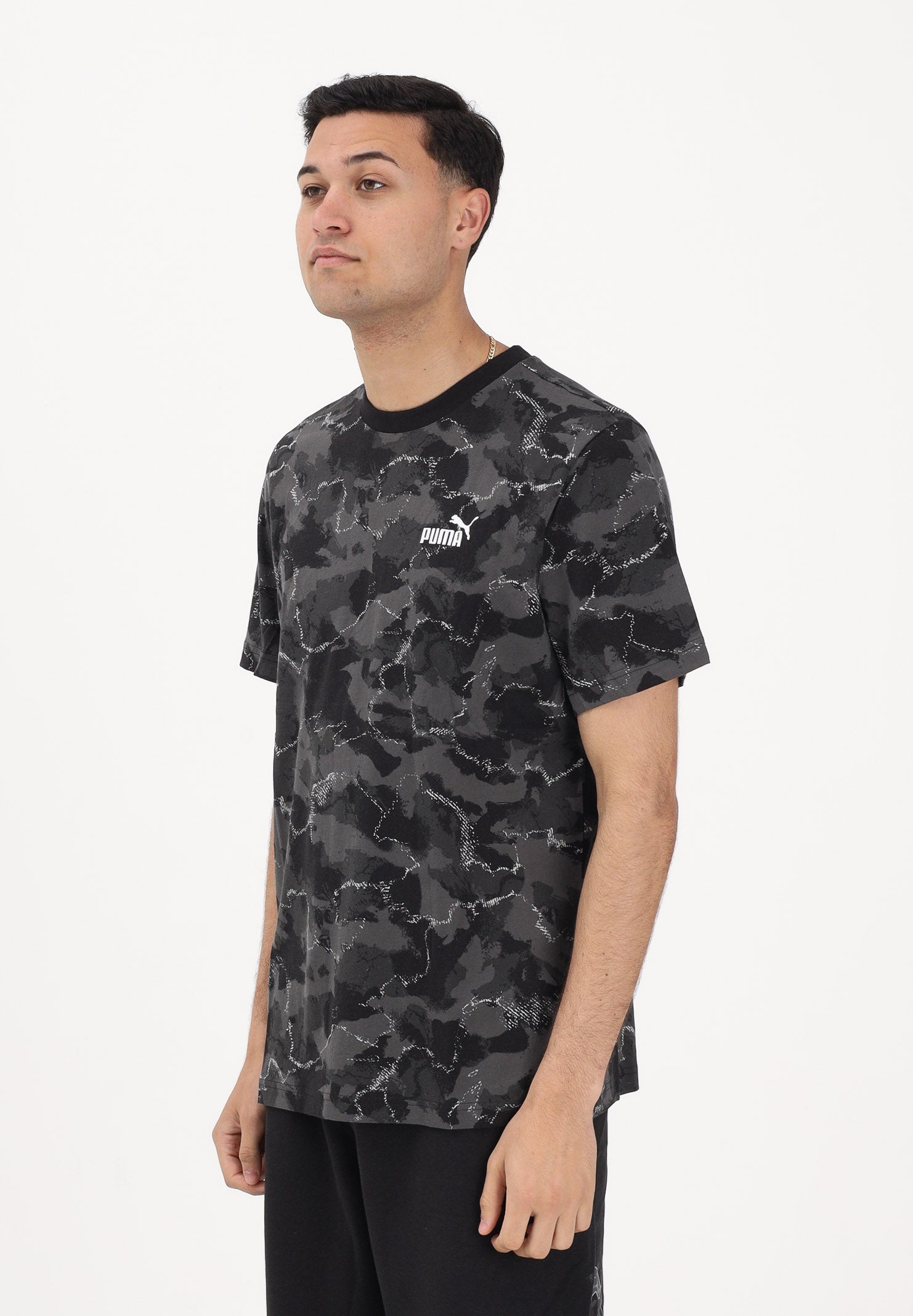 PUMA T-shirt a manica corta Essentials Camo nera da uomo 692035 01 PUMA 