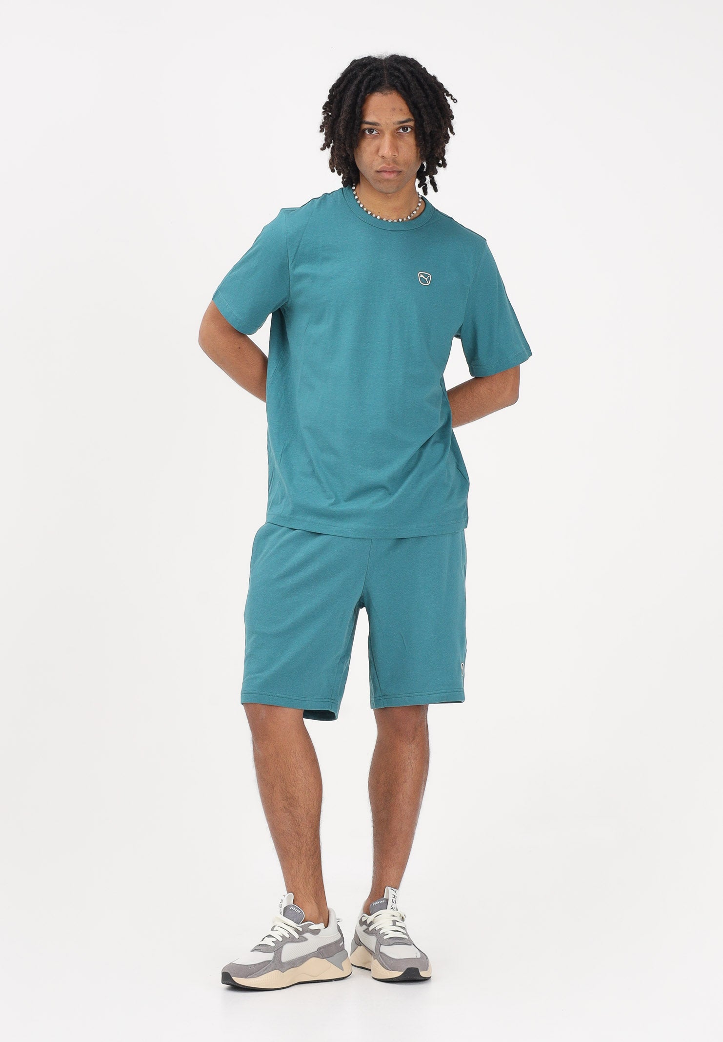 PUMA T-shirt a manica corta Essentials Elevated turchese da uomo 692054 41 PUMA 