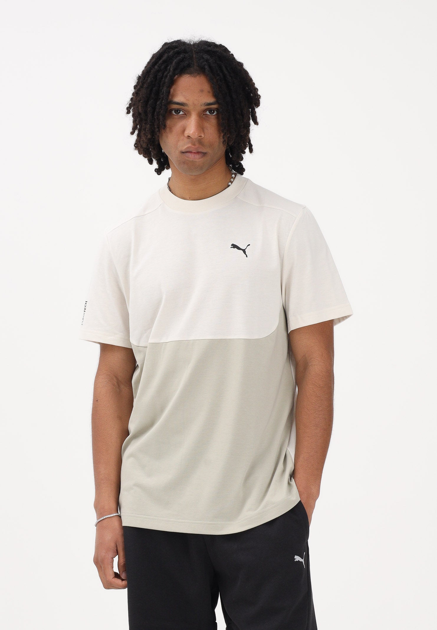 PUMA T-shirt a manica corta PUMATECH panna e verde da uomo 692180 87 PUMA 