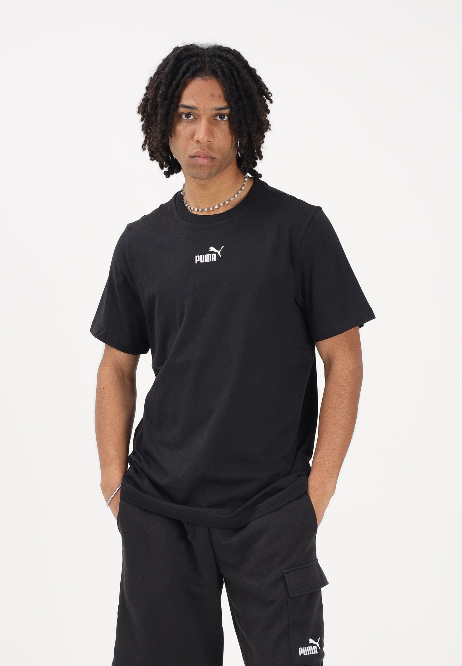 PUMA T-shirt a manica corta Essentials nera da uomo 692912 01 PUMA 