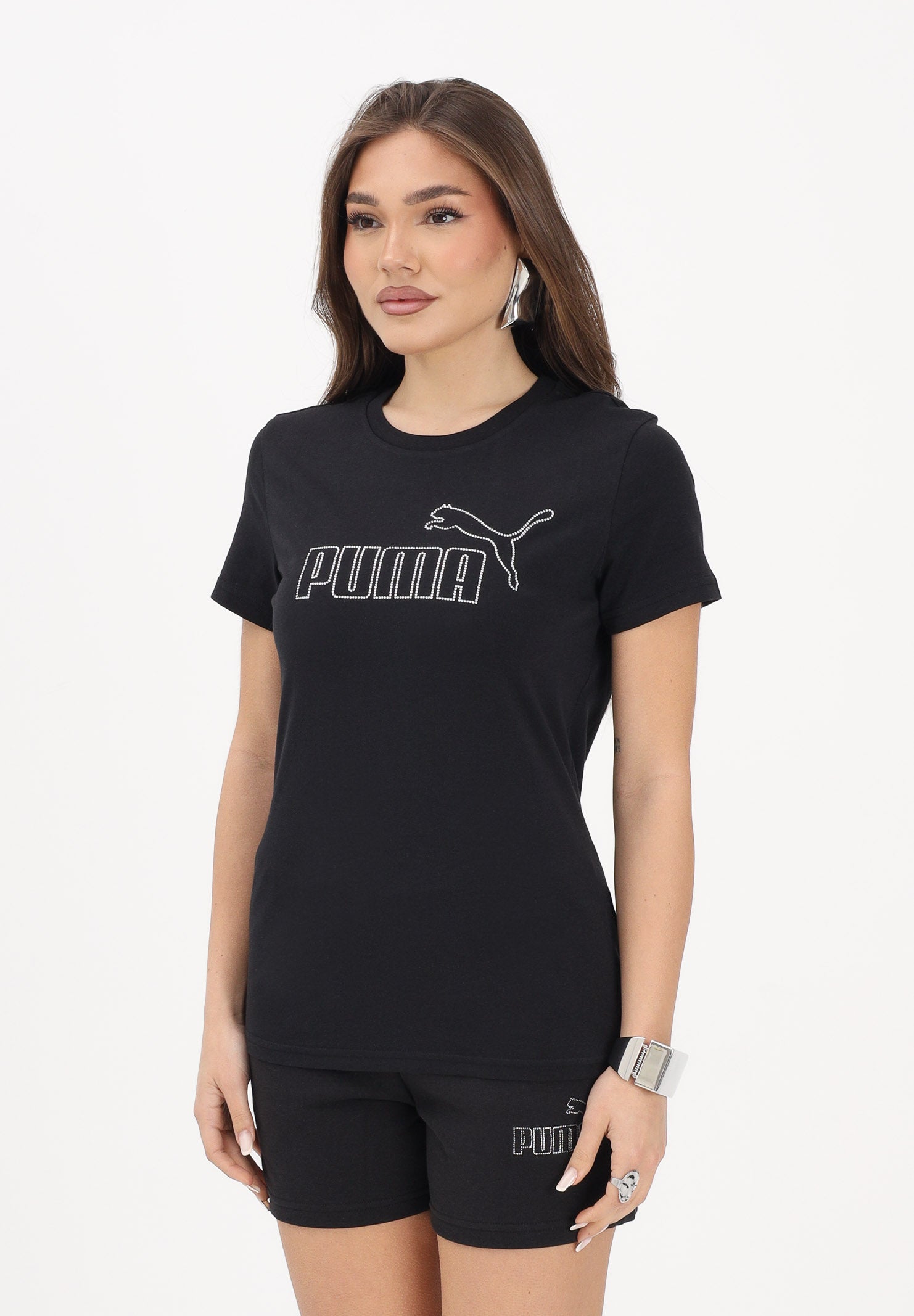 PUMA T-shirt a manica corta ESS Rhinestone nera da donna 693519 01 PUMA 