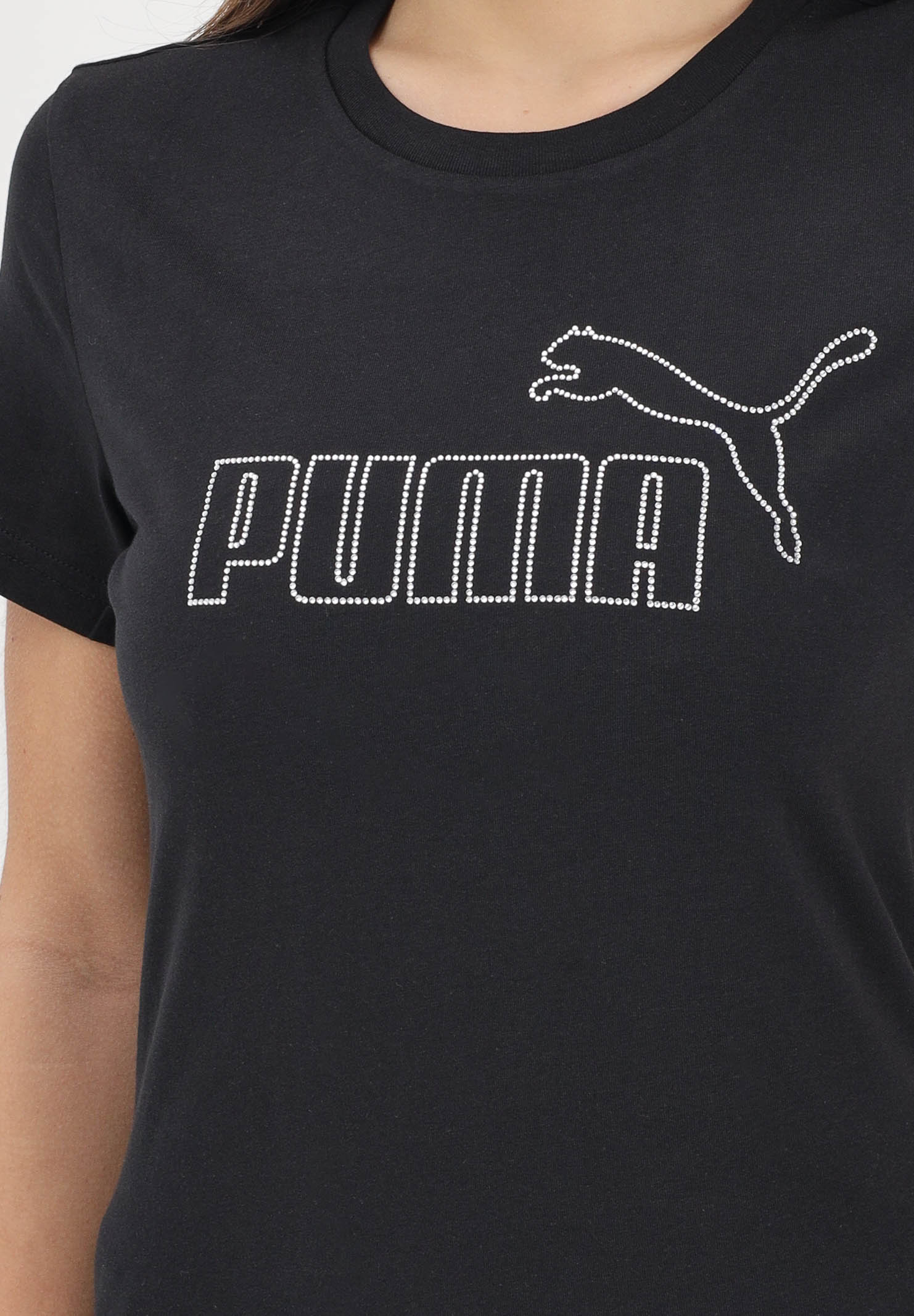 PUMA T-shirt a manica corta ESS Rhinestone nera da donna 693519 01 PUMA 