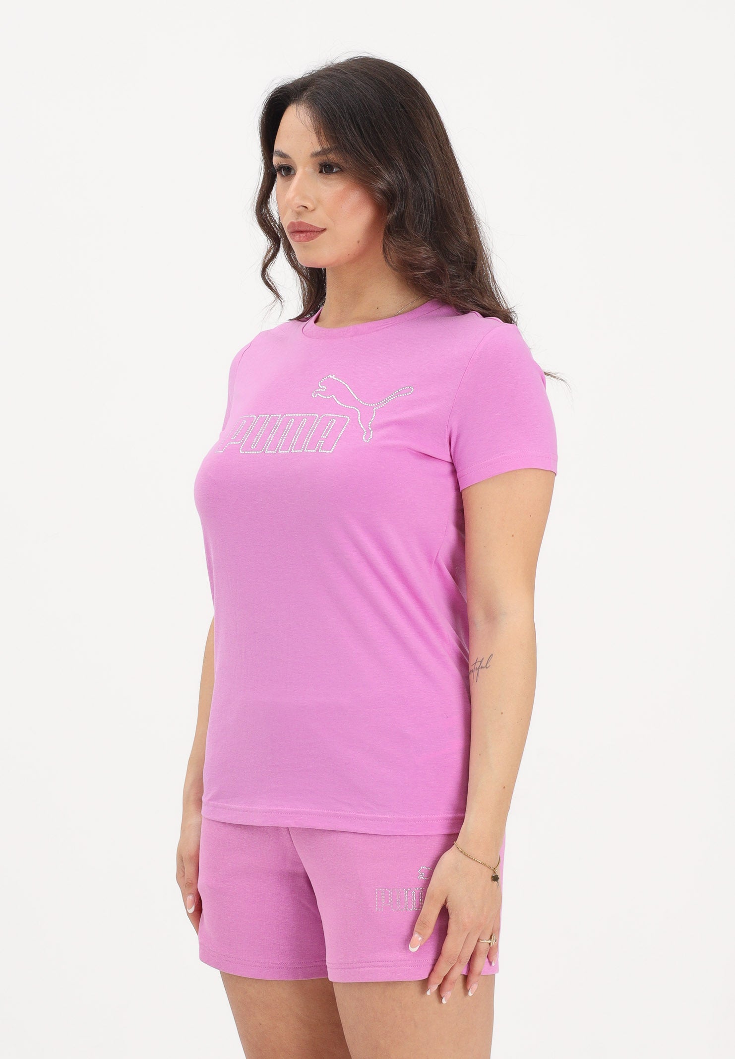 PUMA T-shirt a manica corta ESS Rhinestone fucsia da donna 693519 74 PUMA 