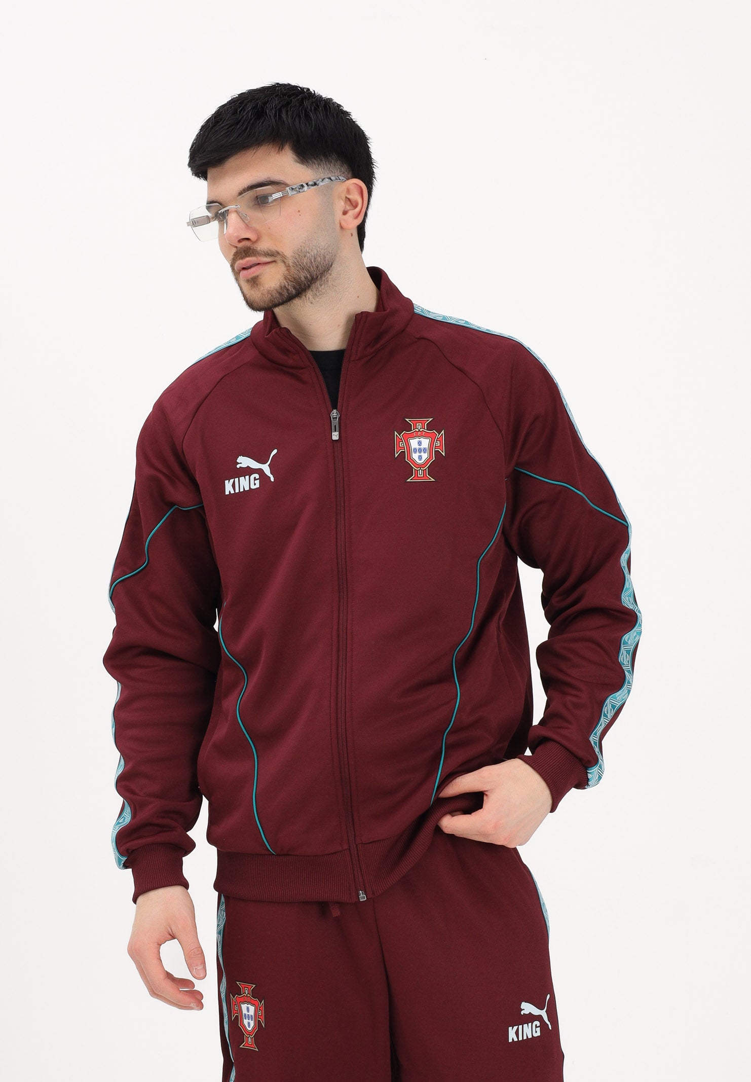 PUMA Felpa con zip Portogallo KING Anthem bordeaux da uomo 784833 24 PUMA 