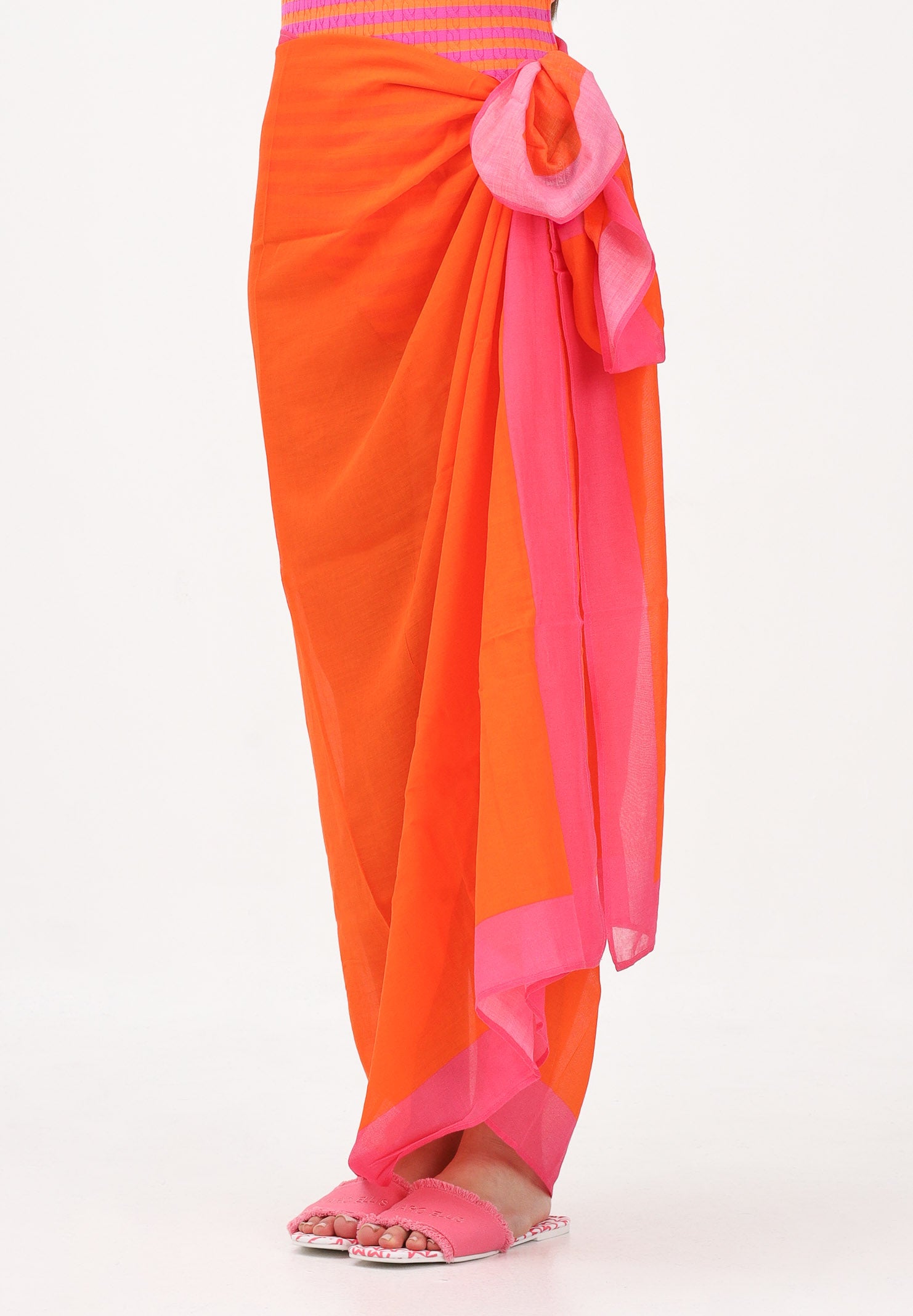 RALPH LAUREN Pareo arancione e fucsia da donna con stampa 21603385 OR RALPH LAUREN 
