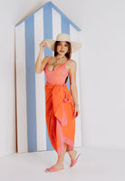 RALPH LAUREN Pareo arancione e fucsia da donna con stampa 21603385 OR RALPH LAUREN 