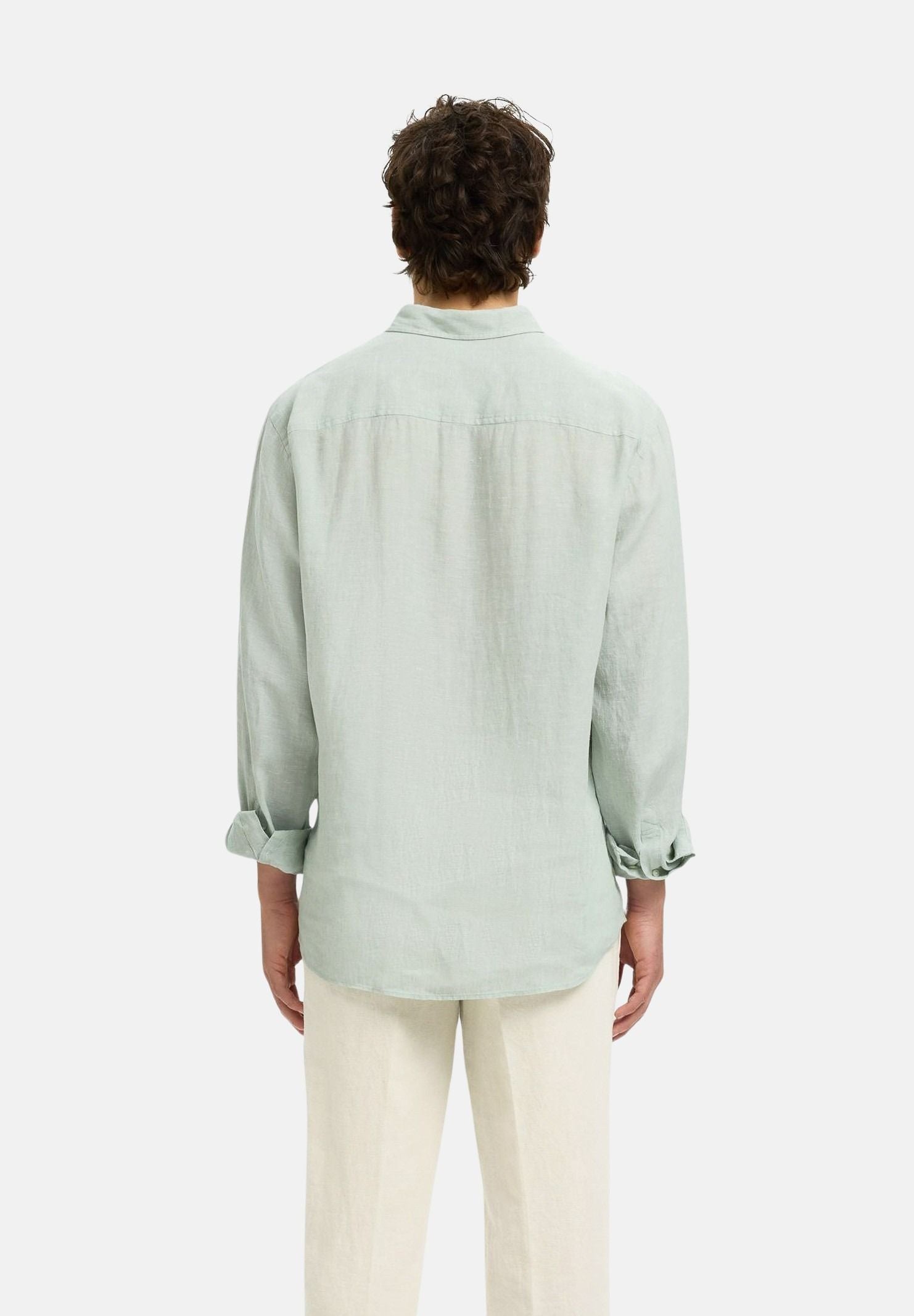 SELECTED HOMME Camicia Kylian 100% lino Aqua Gray da uomo. 16092471 ACGR SELECTED HOMME 
