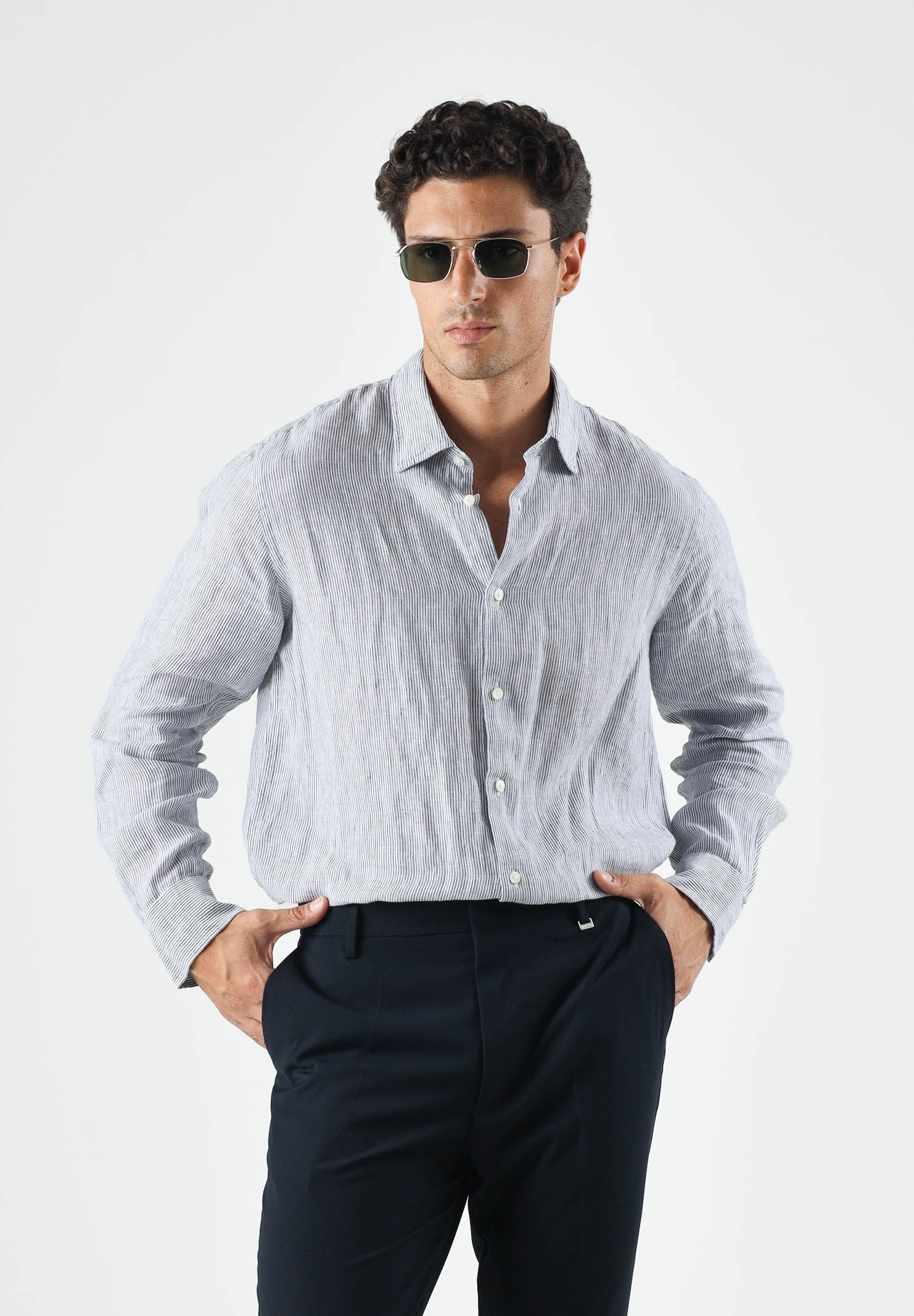 SELECTED HOMME Camicia KYLIAN acqua grey verde chiaro da uomo<BR/> 16092471 ACGR SELECTED HOMME 
