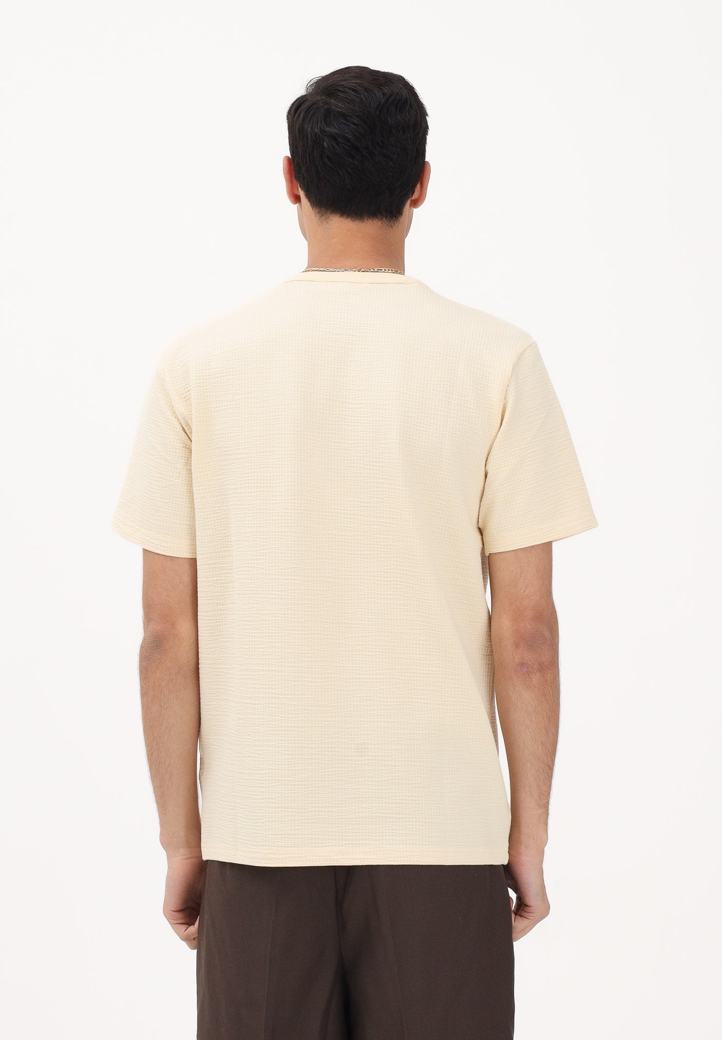 SELECTED HOMME T-shirt a manica corta crema da uomo con texture micro lavorata 16092769 AN SELECTED HOMME 