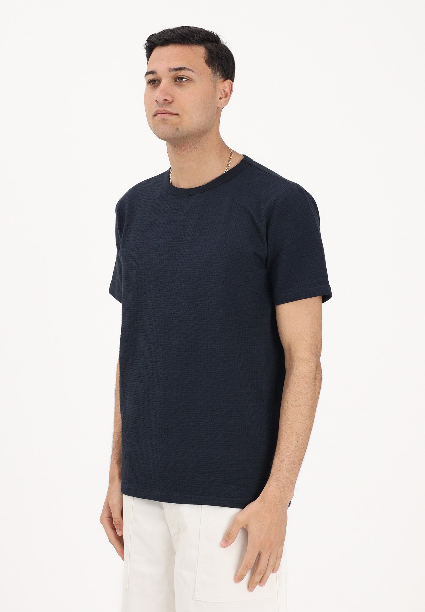 SELECTED HOMME T-shirt a manica corta blu da uomo con texture micro lavorata 16092769 SKCA SELECTED HOMME 