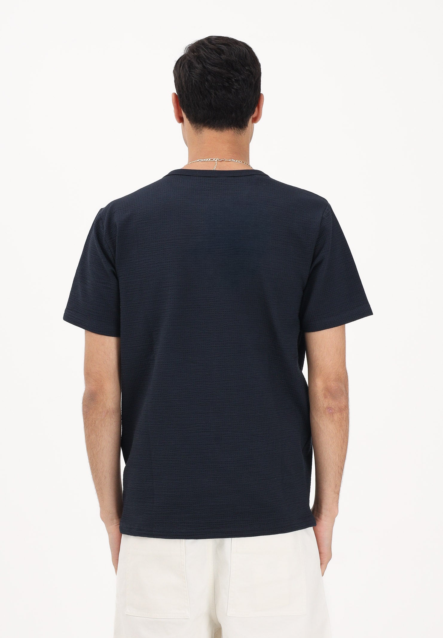 SELECTED HOMME T-shirt a manica corta blu da uomo con texture micro lavorata 16092769 SKCA SELECTED HOMME 
