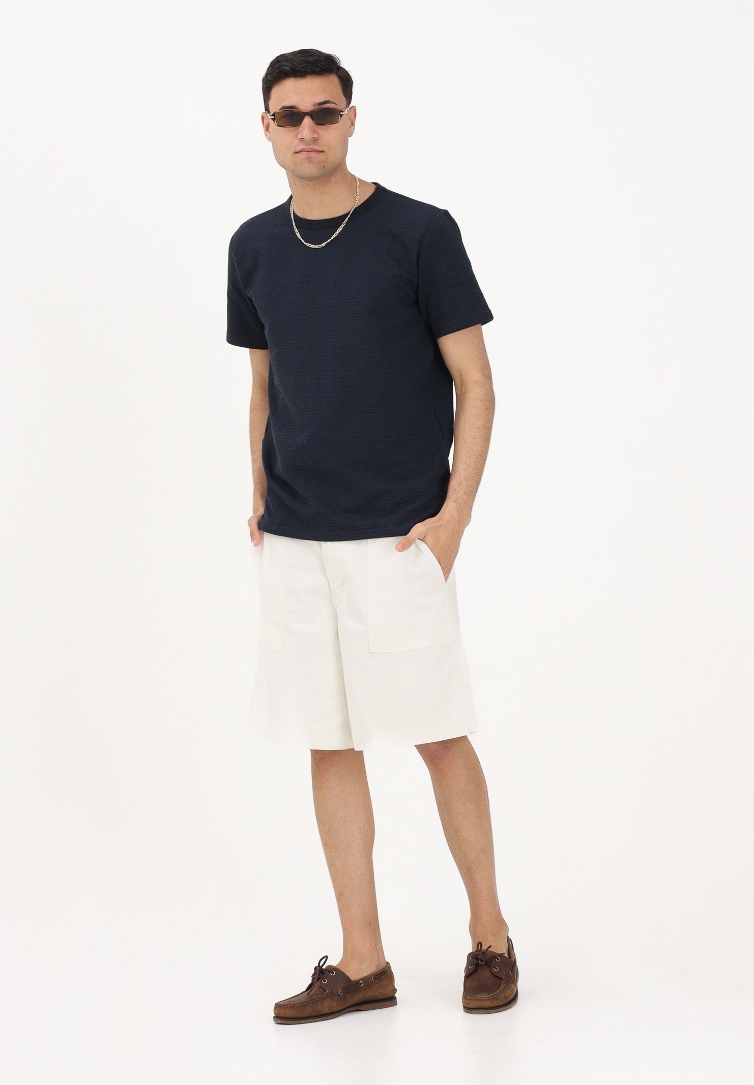 SELECTED HOMME T-shirt a manica corta blu da uomo con texture micro lavorata 16092769 SKCA SELECTED HOMME 
