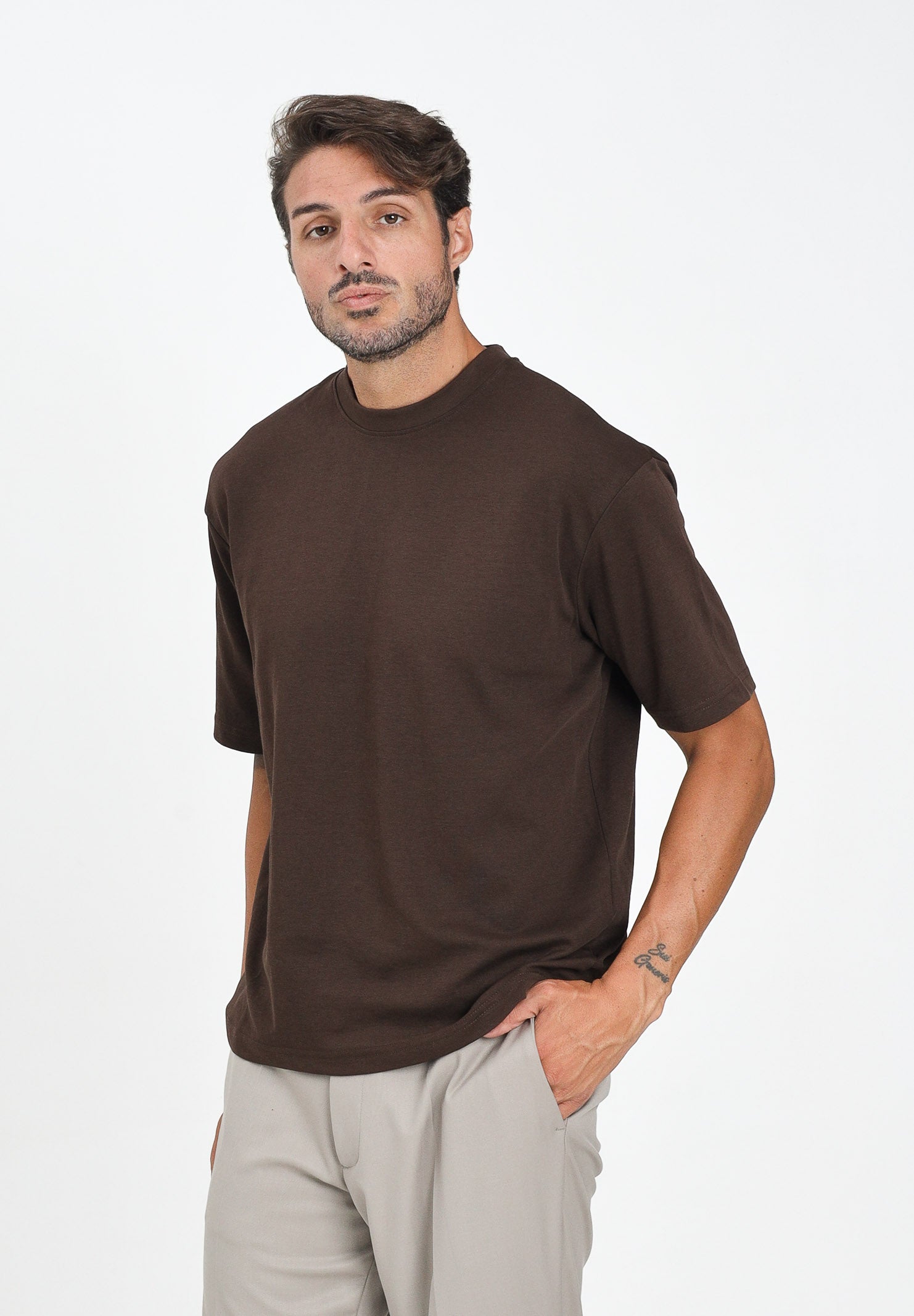 SELECTED HOMME T-shirt a manica corta marrone da uomo 16094143 Demitasse SELECTED HOMME 