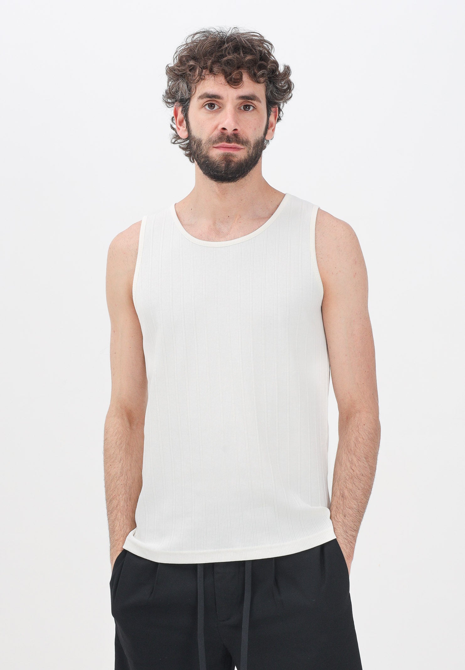 SELECTED HOMME Canotta panna da uomo a costine 16097660 Egret SELECTED HOMME 