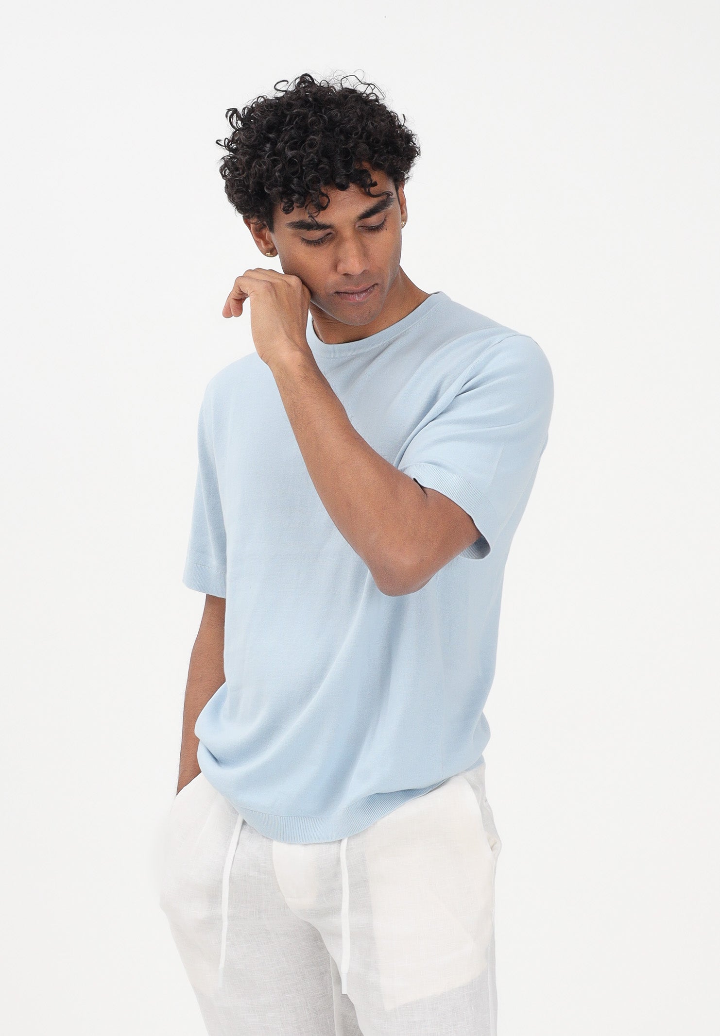 SELECTED HOMME Maglia a manica corta celeste da uomo 16099828 SK SELECTED HOMME 