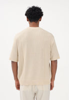 SELECTED HOMME Maglia a manica corta panna da uomo con lavorazione a costine 16100066 AN SELECTED HOMME 