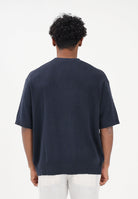 SELECTED HOMME Maglia a manica corta blu da uomo con lavorazione a costine 16100066 SKCA SELECTED HOMME 