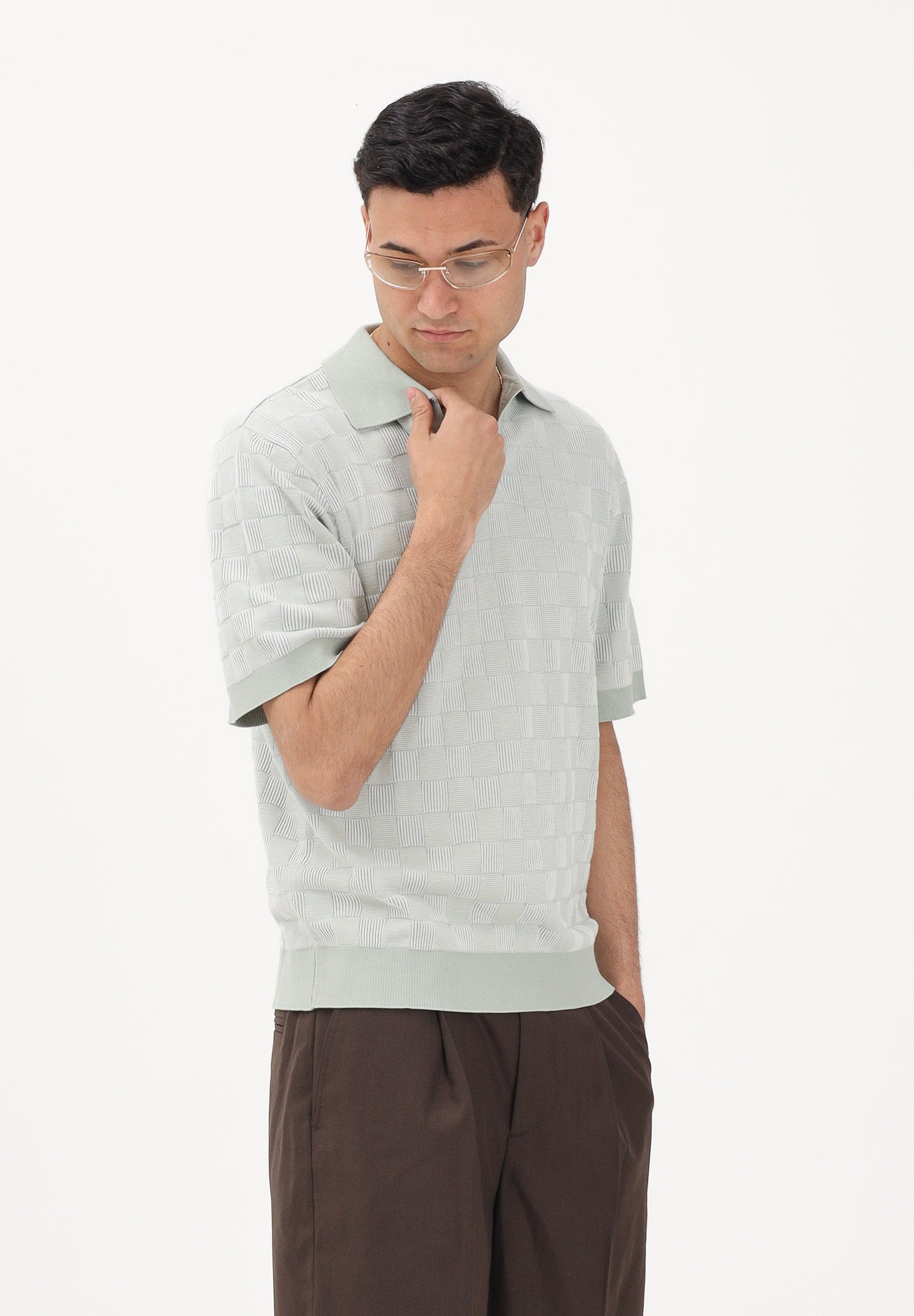 SELECTED HOMME Polo a manica corta in maglia verde acqua da uomo 16100069 AQGR SELECTED HOMME 