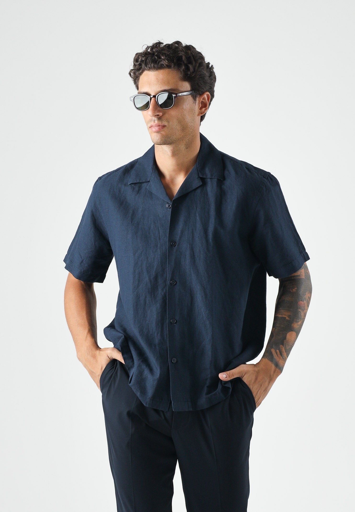 SELECTED HOMME Camicia LINEN BLEND SHORT SLEEVED SHIRT da uomo 16100085 SK SELECTED HOMME 