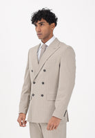 SELECTED HOMME Giacca doppiopetto beige da uomo con motivo gessato 16100151 SA SELECTED HOMME 