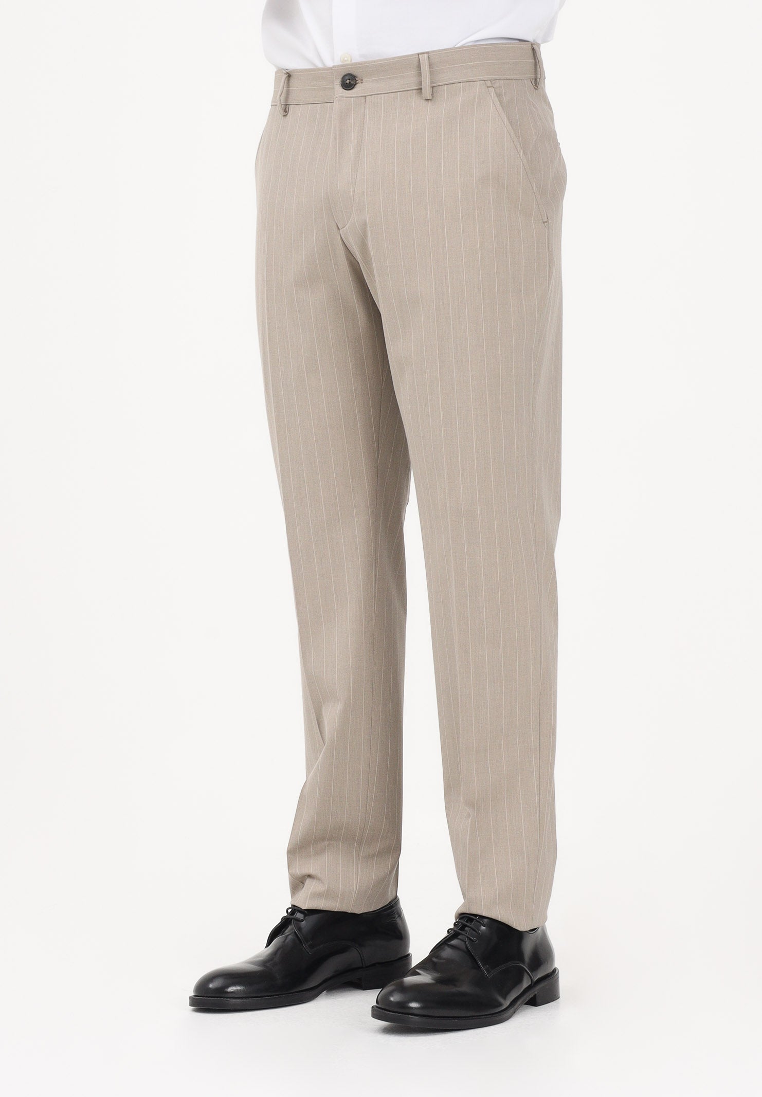 SELECTED HOMME Pantalone elegante beige da uomo con motivo gessato 16100152 SA SELECTED HOMME 