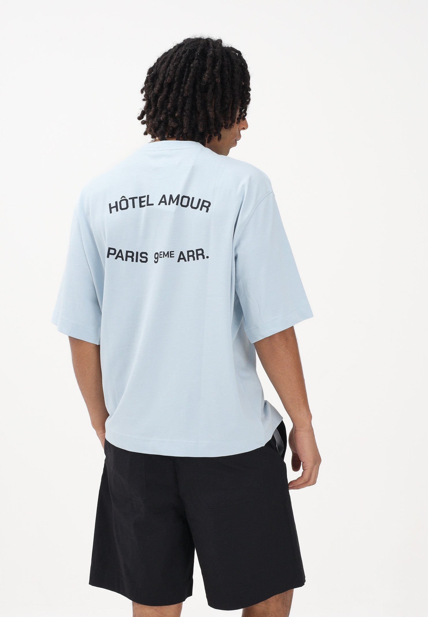 SELECTED HOMME T-shirt a manica corta celeste da uomo in collab. con l'iconico Hôtel Amour di Parigi 16100453 SK SELECTED HOMME 