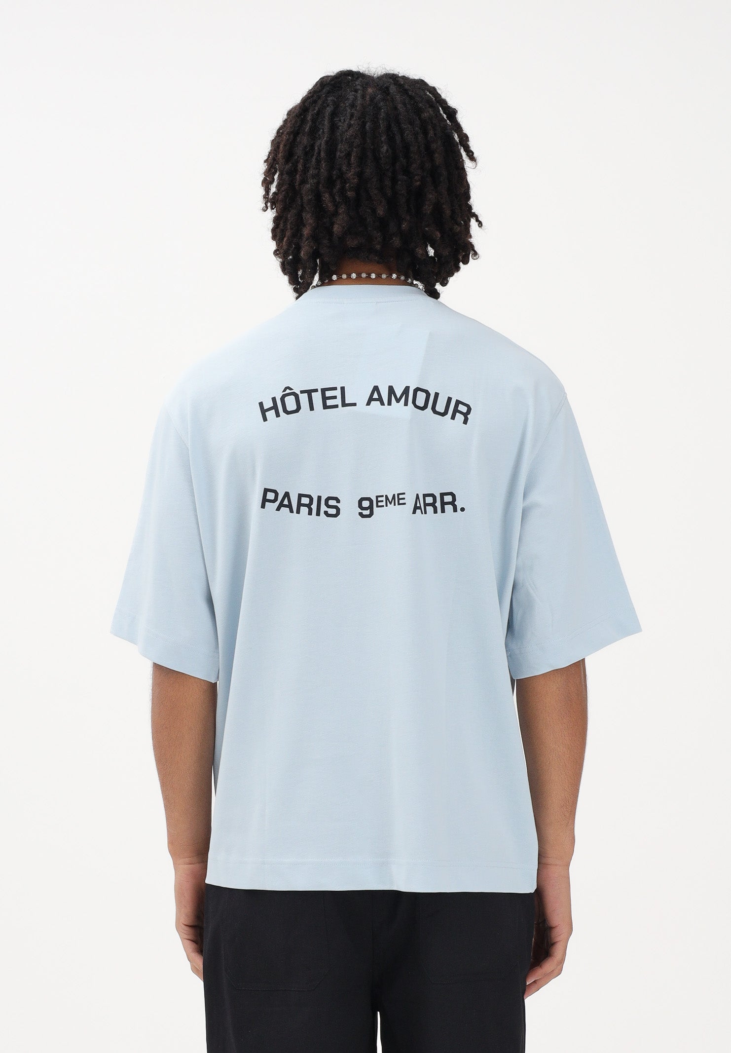 SELECTED HOMME T-shirt a manica corta celeste da uomo in collab. con l'iconico Hôtel Amour di Parigi 16100453 SK SELECTED HOMME 